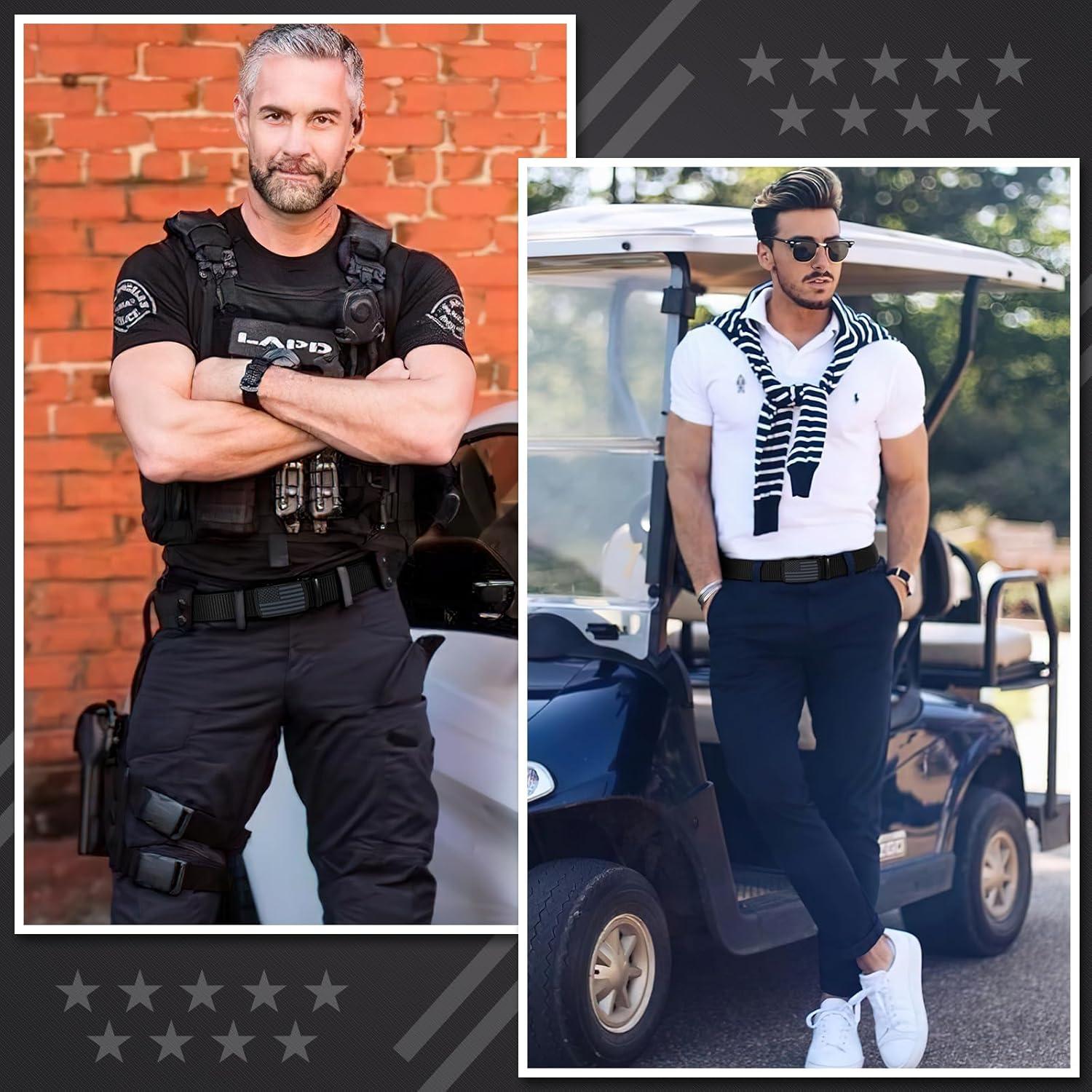 Cinturón Ratchet Hombre Bandera Americana Nylon Negro