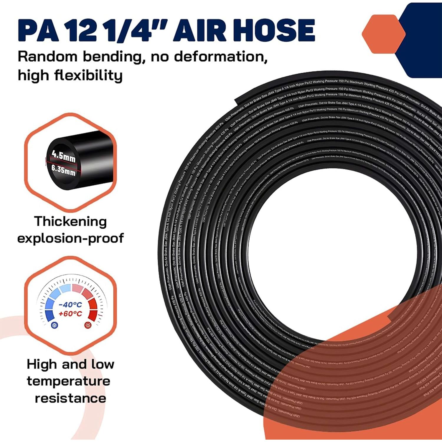 Manguera de Aire 1/4" Utah Pneumatic 10 Metros Nylon