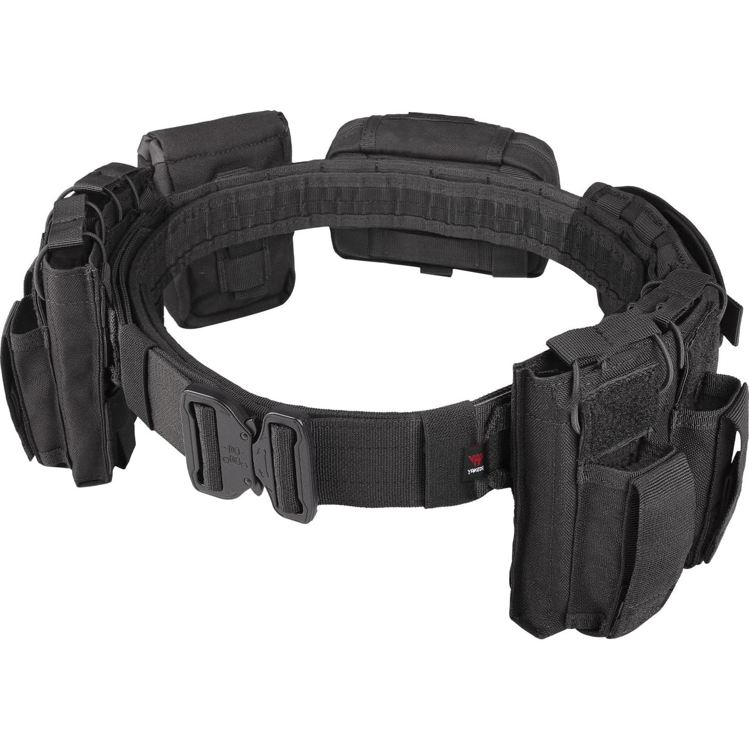 Cinturón Táctico YAKEDA 7 en 1 Ajustable Nylon Negro