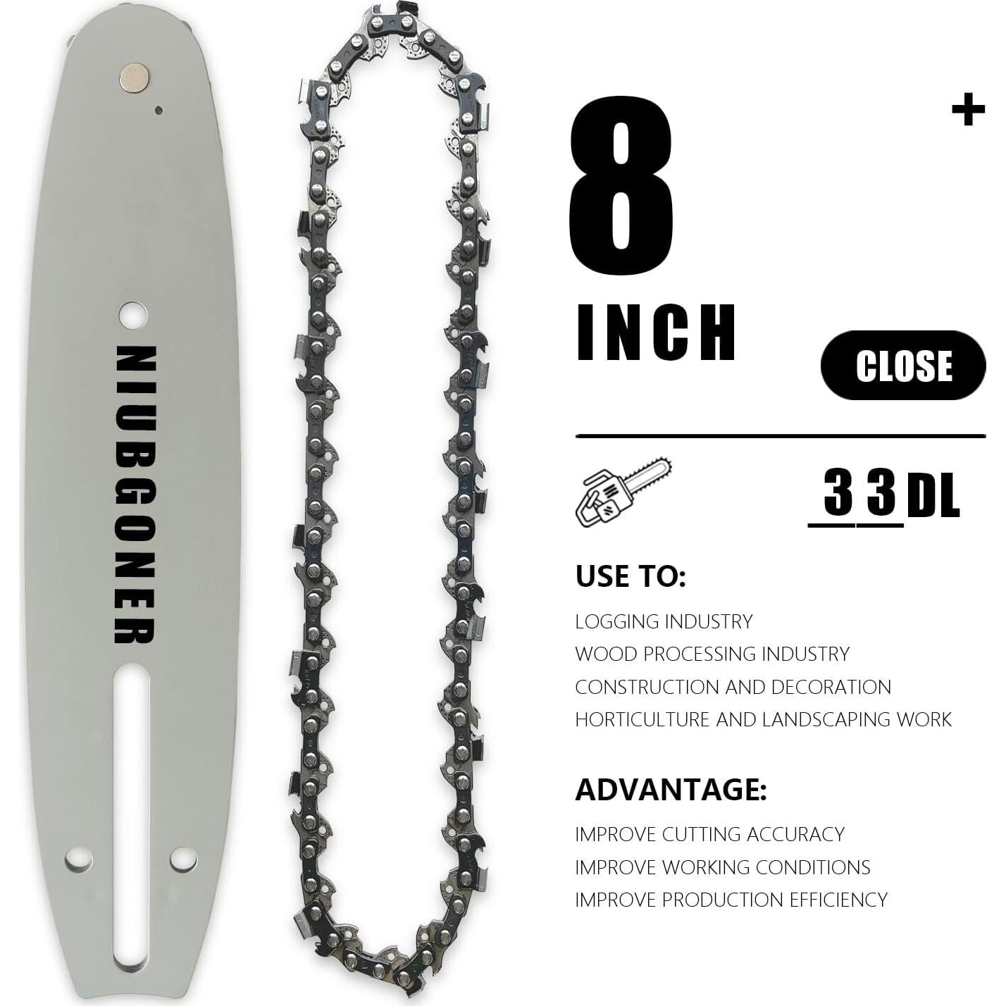 Guía de motosierra 20 cm + 2 cadenas de repuesto NIUBGONER