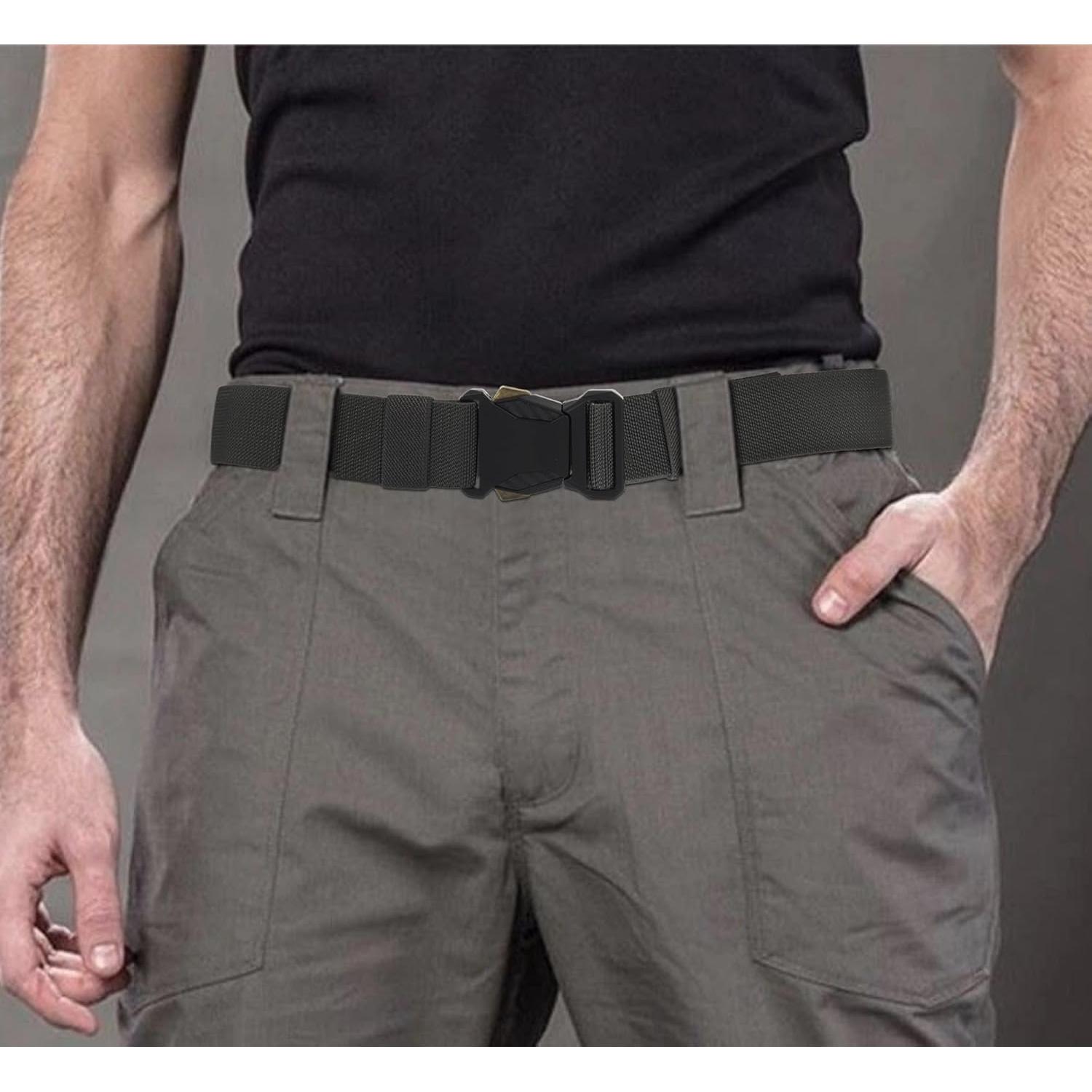 Cinturón Táctico Negro - Nylon Ajustable para Hombres