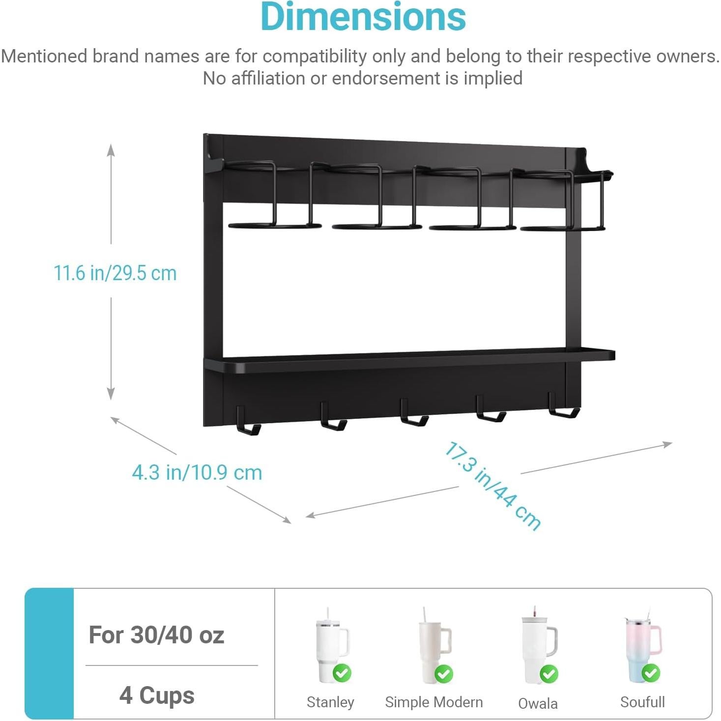 Organizador Magnético KAKAHOUS para 4 Tazas Stanley 30-40oz