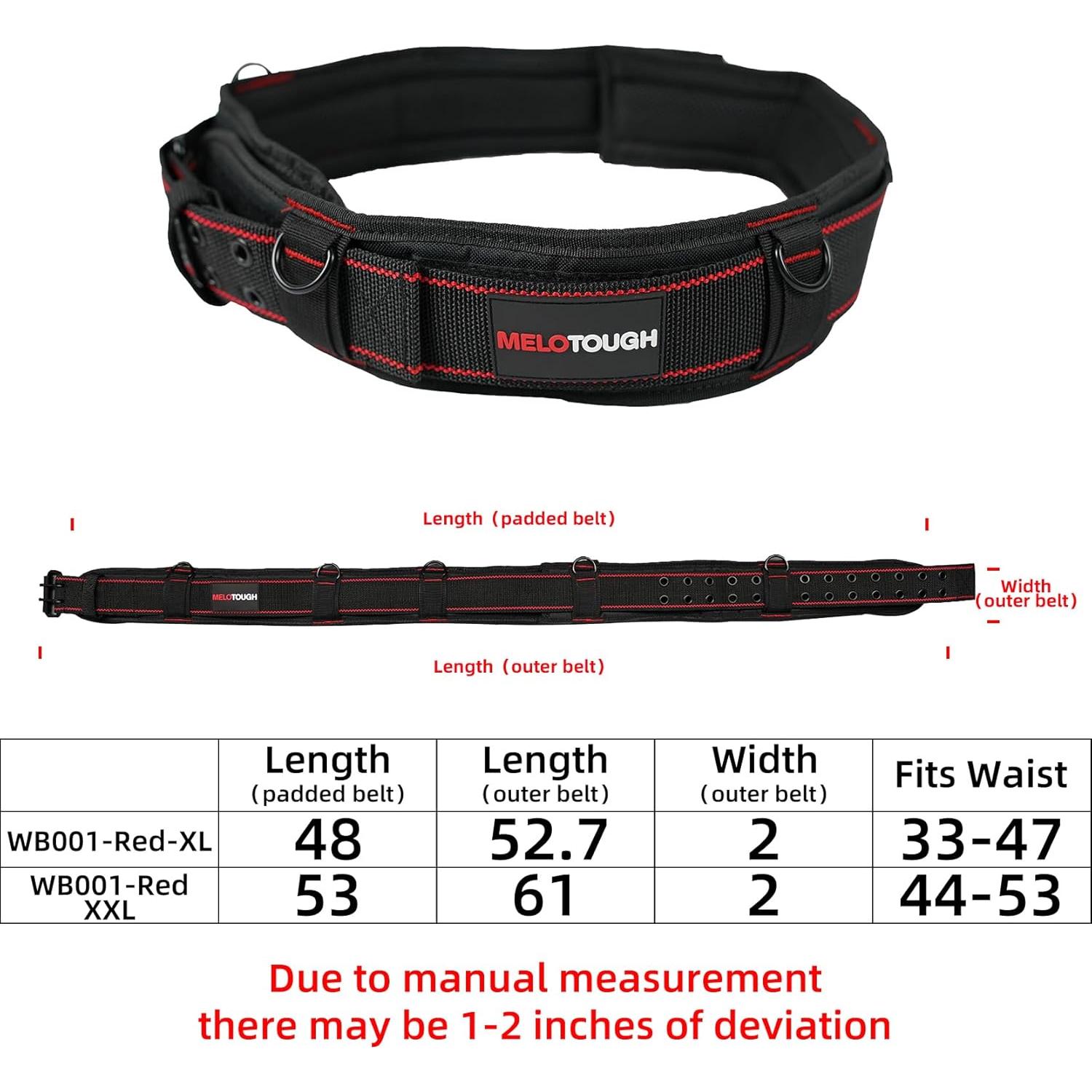 Cinturón de herramientas MELOTOUGH acolchado XL ajustable 84-120 cm
