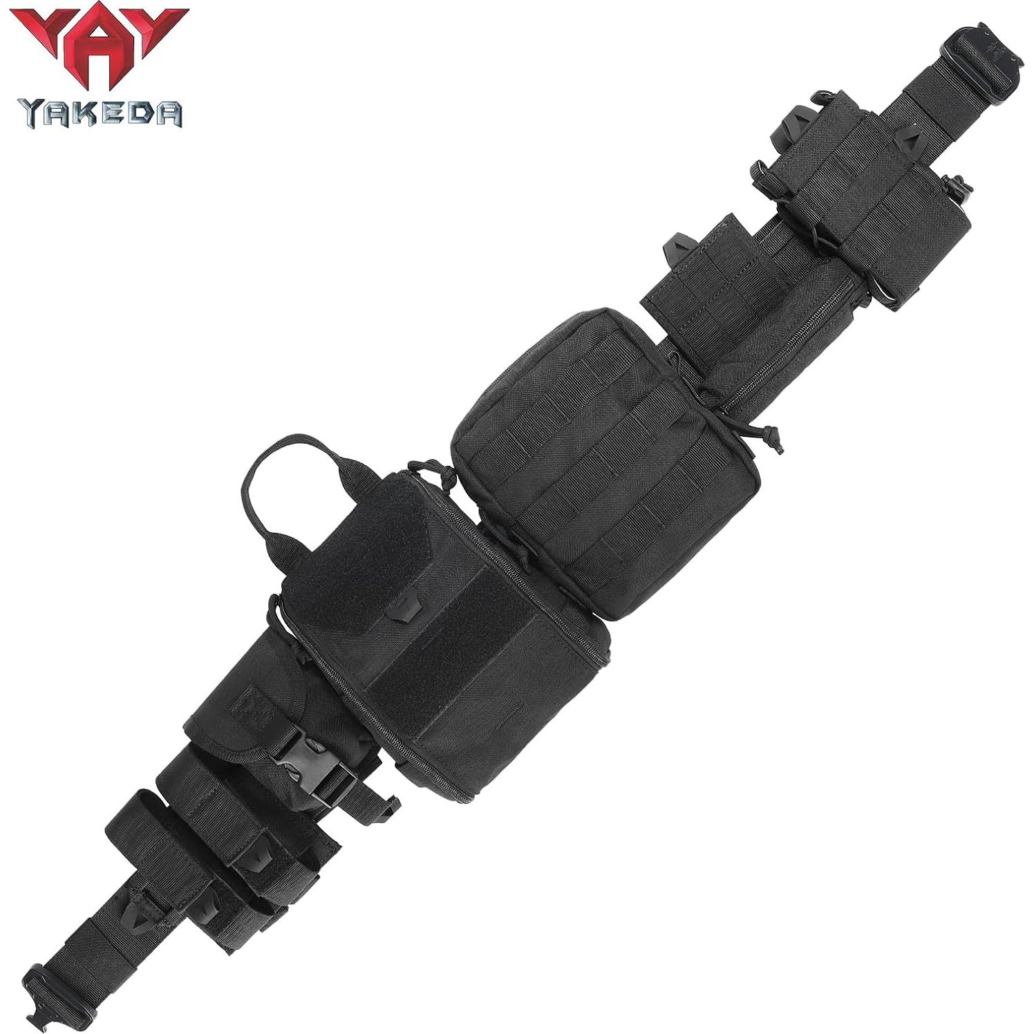 Cinturón Táctico YAKEDA Molle 8-en-1 Ajustable Negro