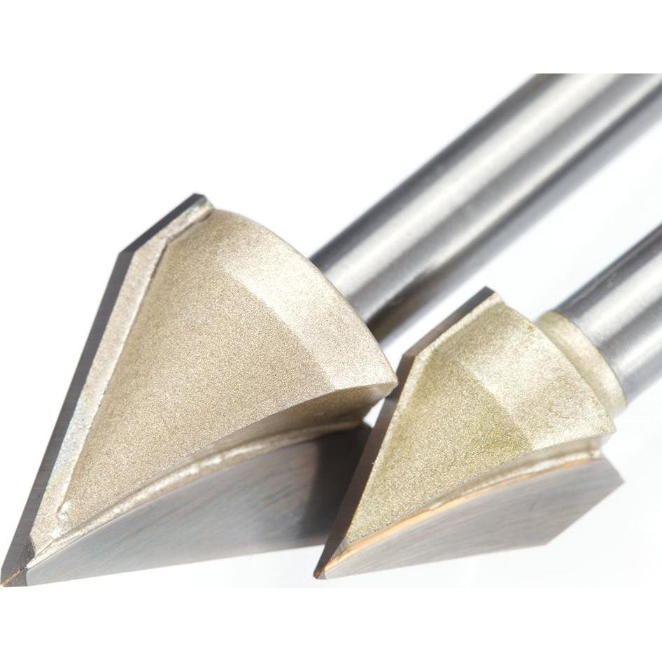 Broca en V 45 Grados HUHAO 1/4" Mango 19/32" Corte CNC Madera
