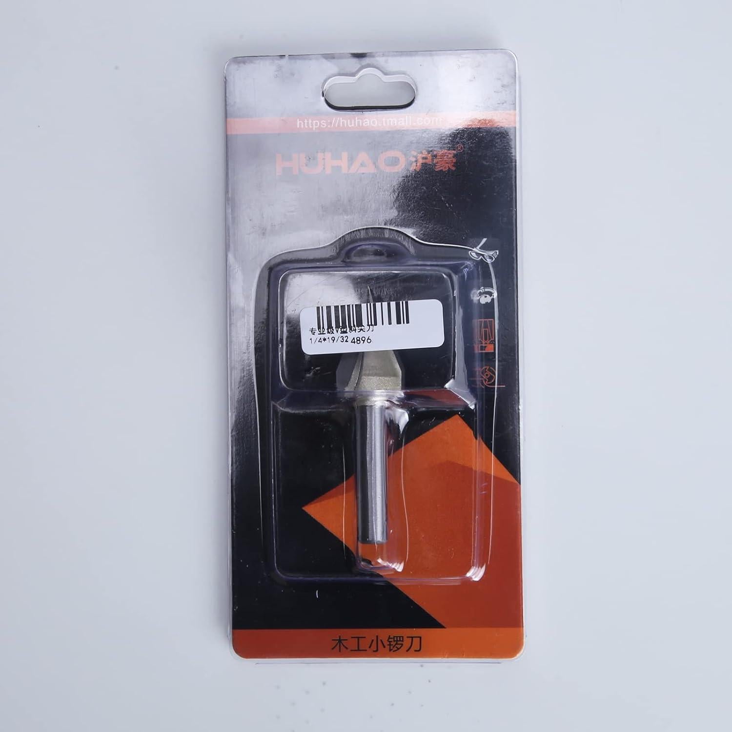 Broca en V 45 Grados HUHAO 1/4" Mango 19/32" Corte CNC Madera