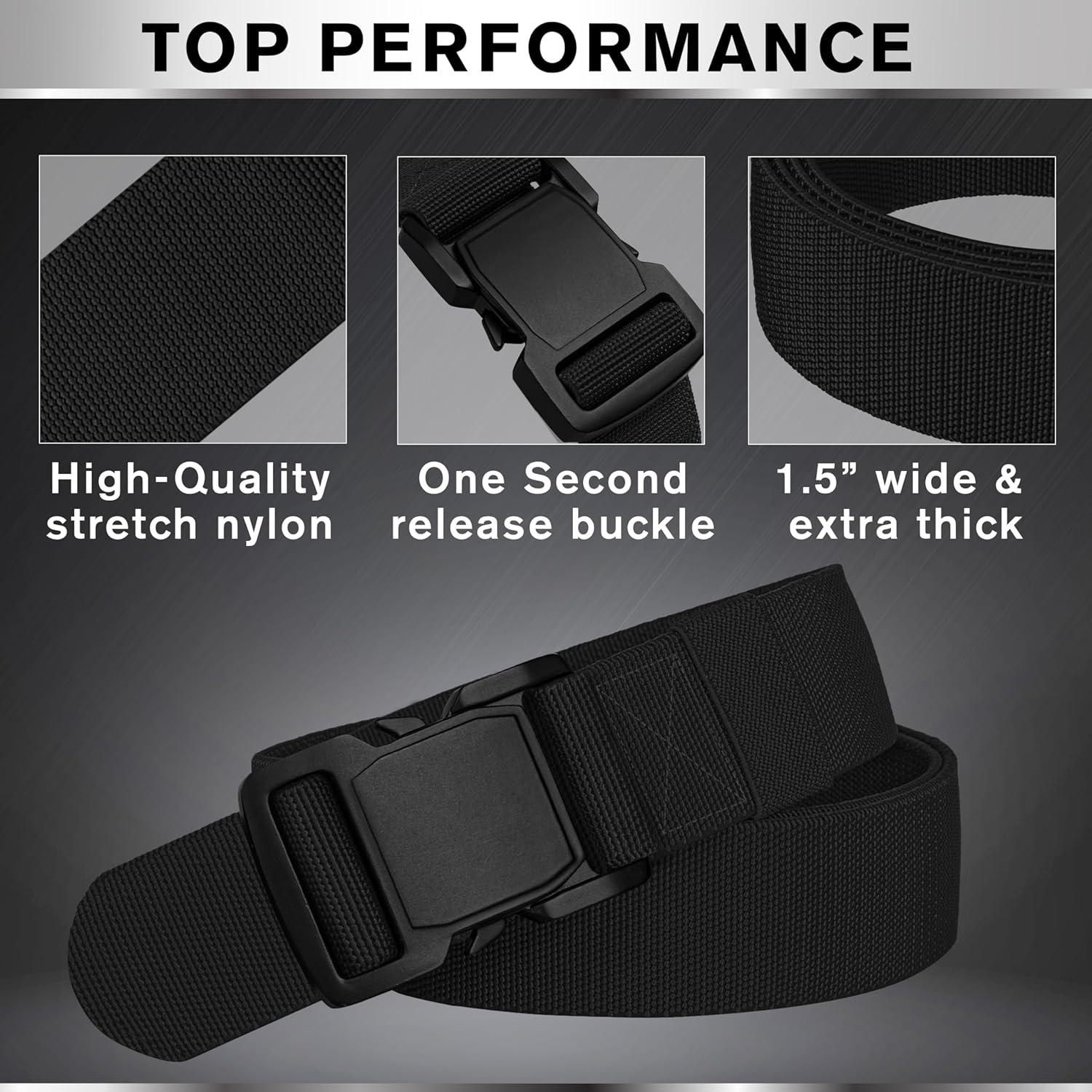 Cinturón Táctico TECEUM - Negro - Liberación Rápida - 76-91 cm