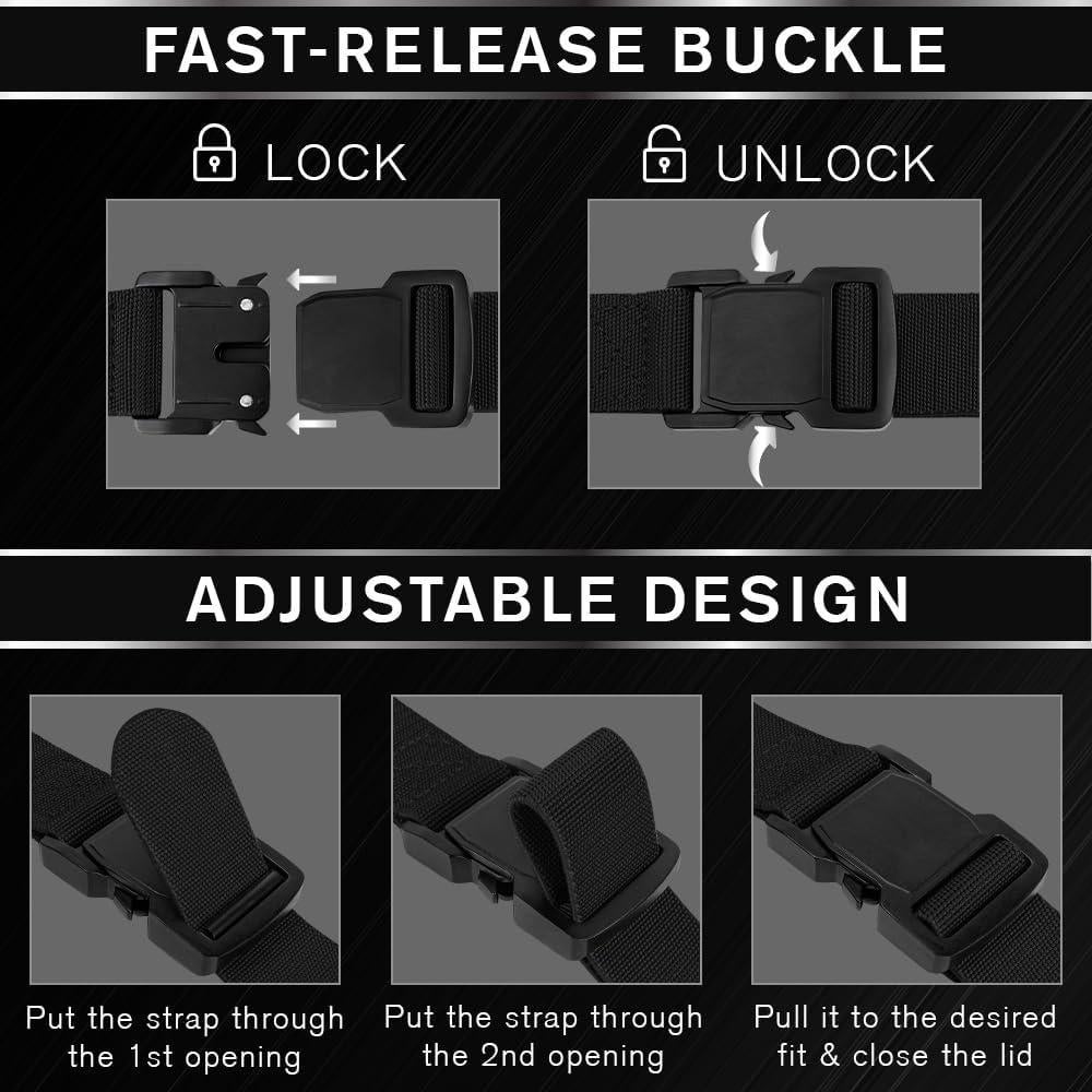 Cinturón Táctico TECEUM - Negro - Liberación Rápida - 76-91 cm