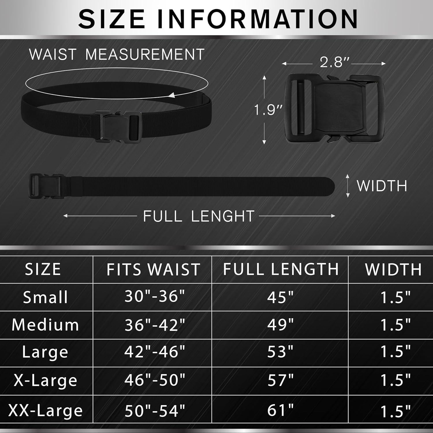 Cinturón Táctico TECEUM - Negro - Liberación Rápida - 76-91 cm