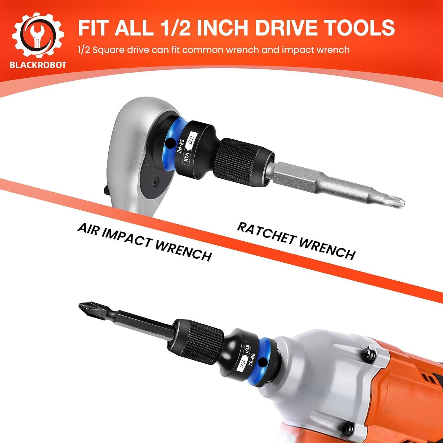 Adaptador de Impacto BLACKROBOT 1/2" a 1/4" Acero CR-MO