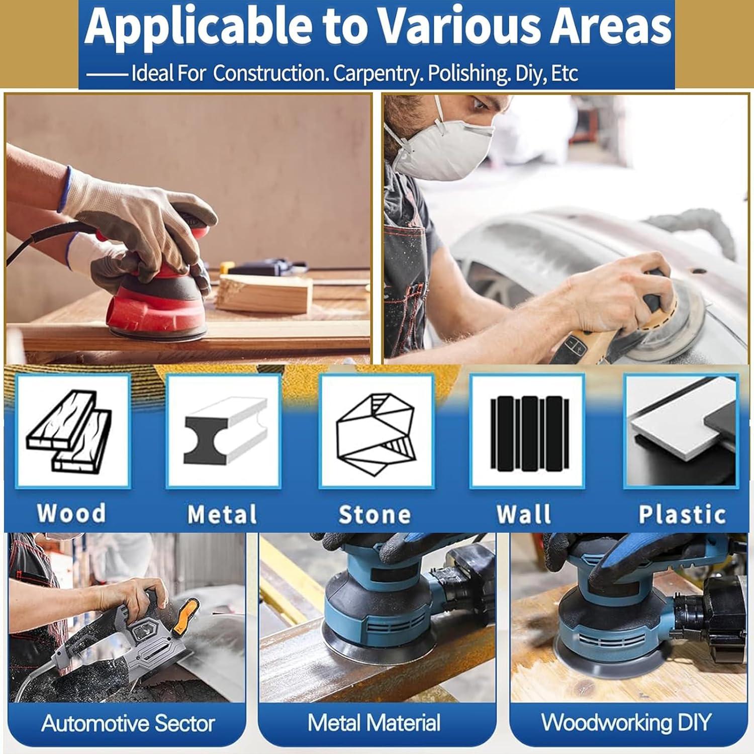 Discos de Lijado 5" FAWTEEM 60 Grano 100 Paquetes Gancho y Lazo