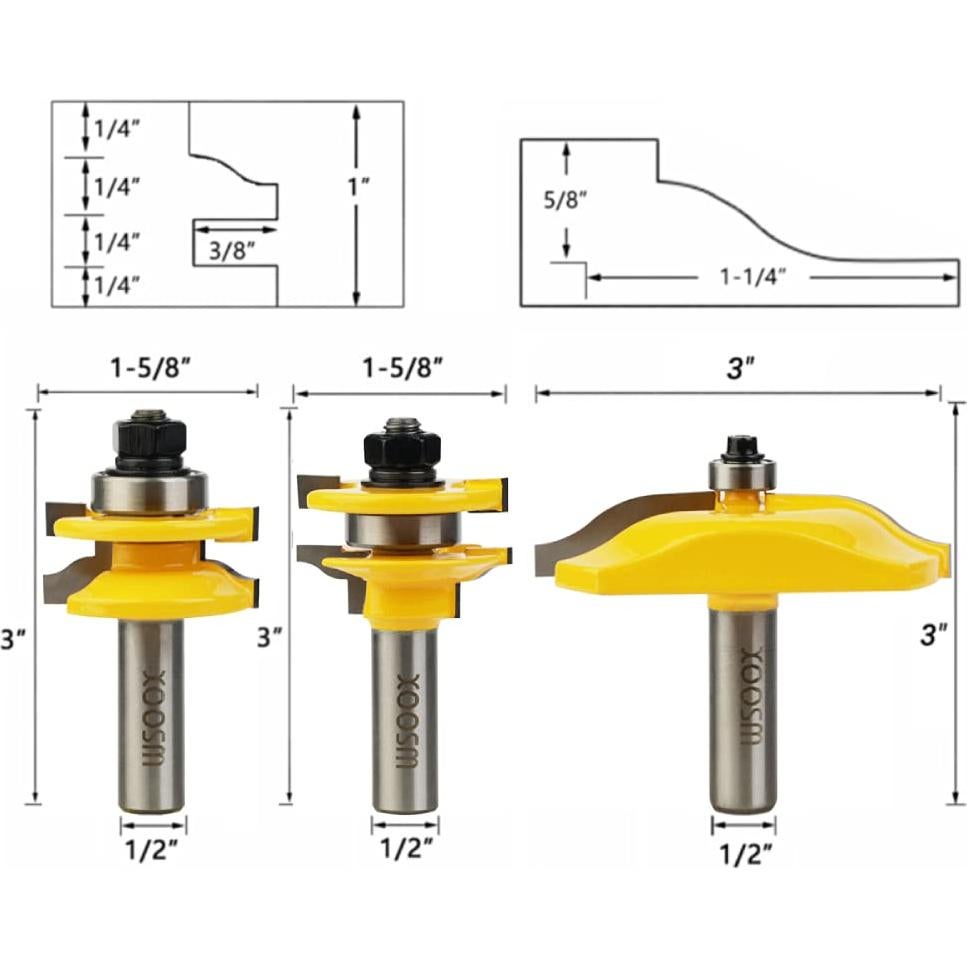 Juego de Fresas para Puerta de Gabinete WSOOX 1/2" Mango