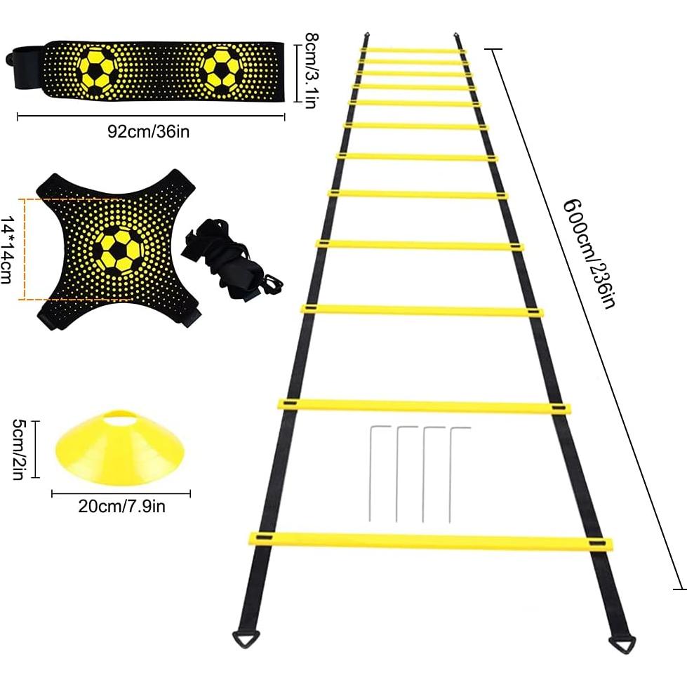 Conjunto de Entrenamiento de Agilidad YGORTECH - Escalera 6.1m + 12 Conos