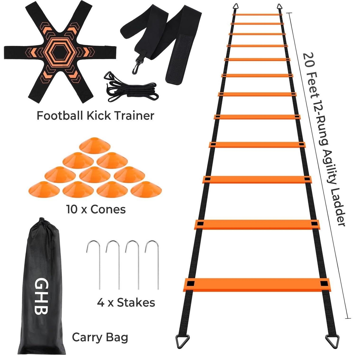 Conjunto de Entrenamiento de Agilidad GHB 6m 12 Peldaños