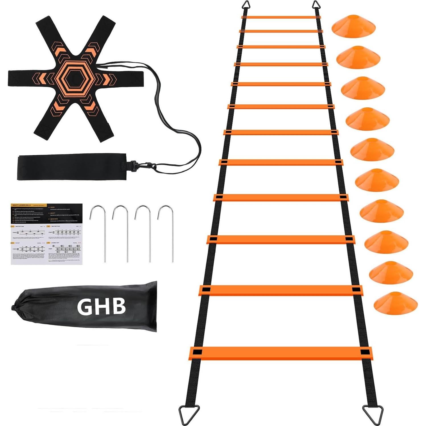 Conjunto de Entrenamiento de Agilidad GHB 6m 12 Peldaños