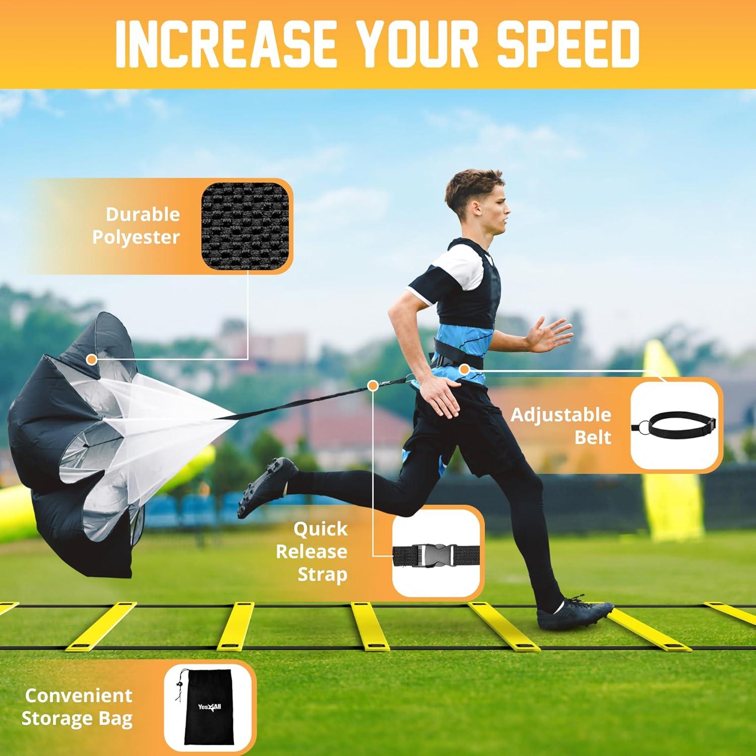 Yes4All Escalera de Agilidad Ajustable + 12 Conos + Vallas