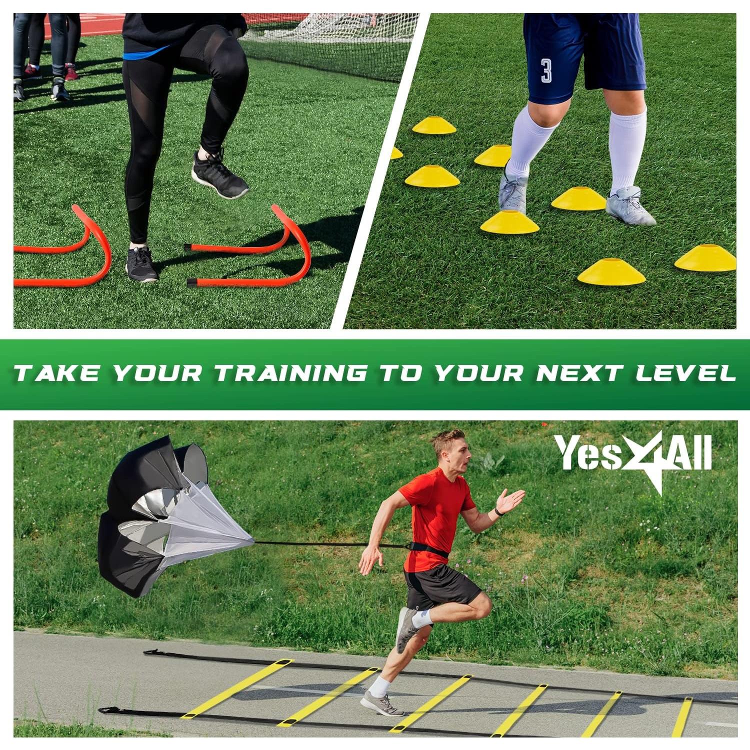 Yes4All Escalera de Agilidad Ajustable + 12 Conos + Vallas