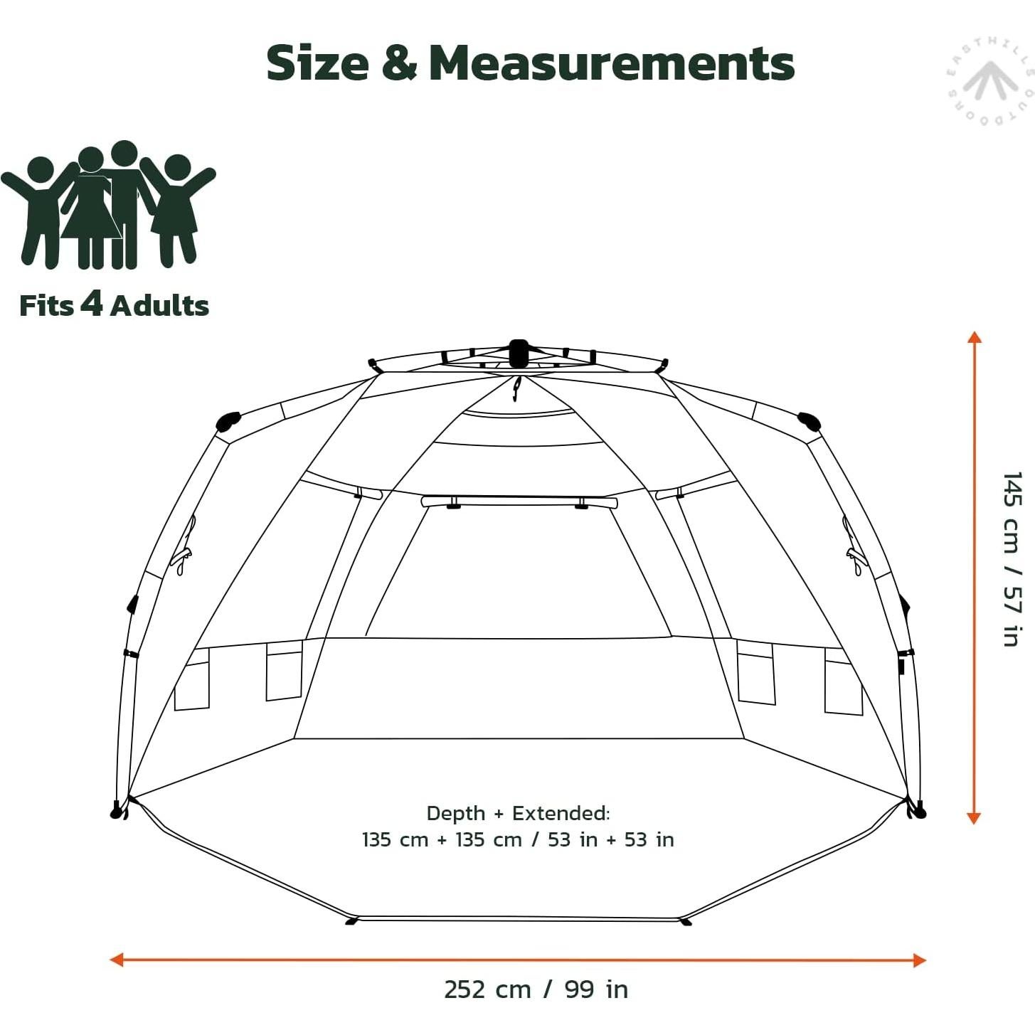 Carpa de Playa Easthills Outdoors XL 4-6 Personas UPF 50+