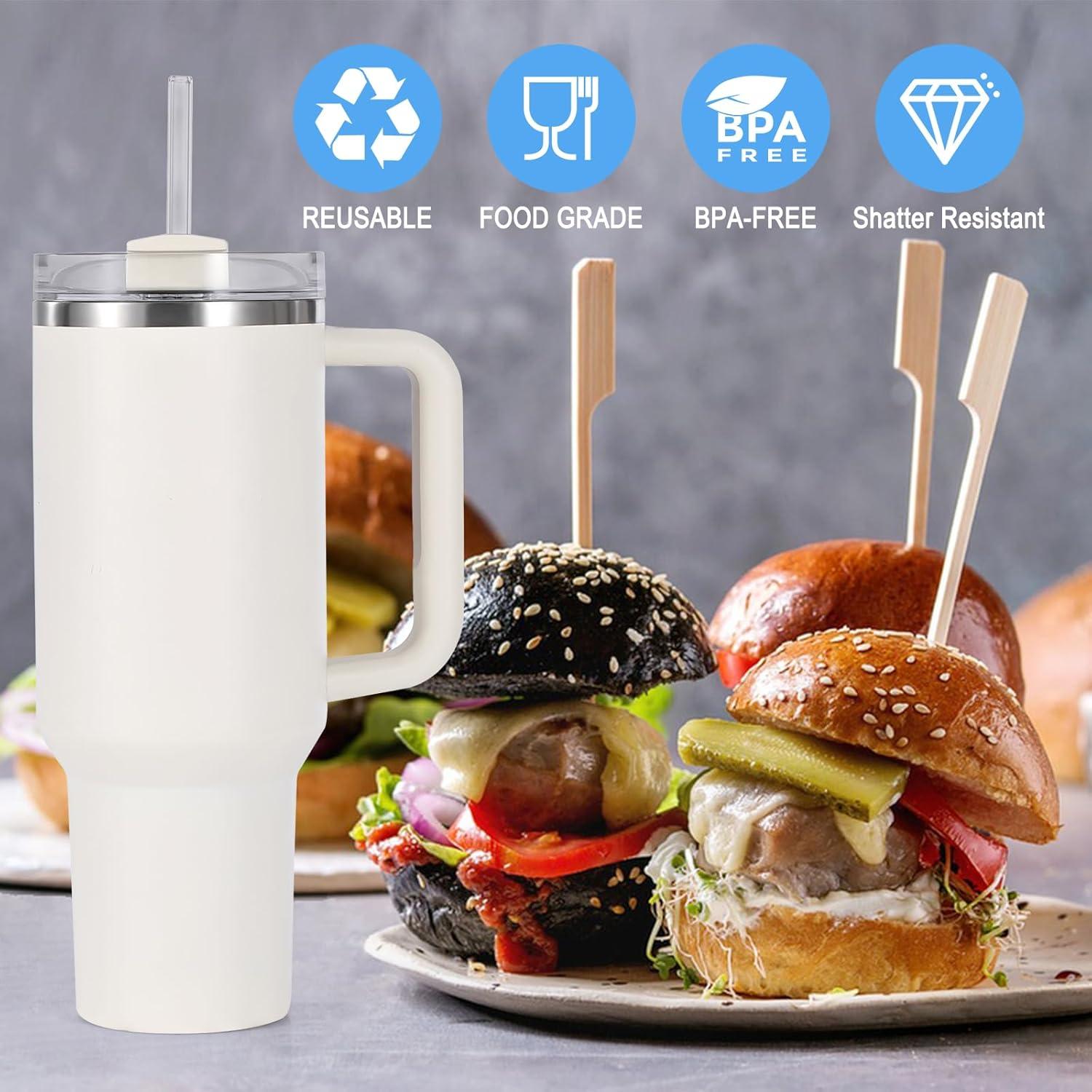 6 Pajitas de Vidrio Reutilizables YINCL 30.48 cm para Taza Stanley