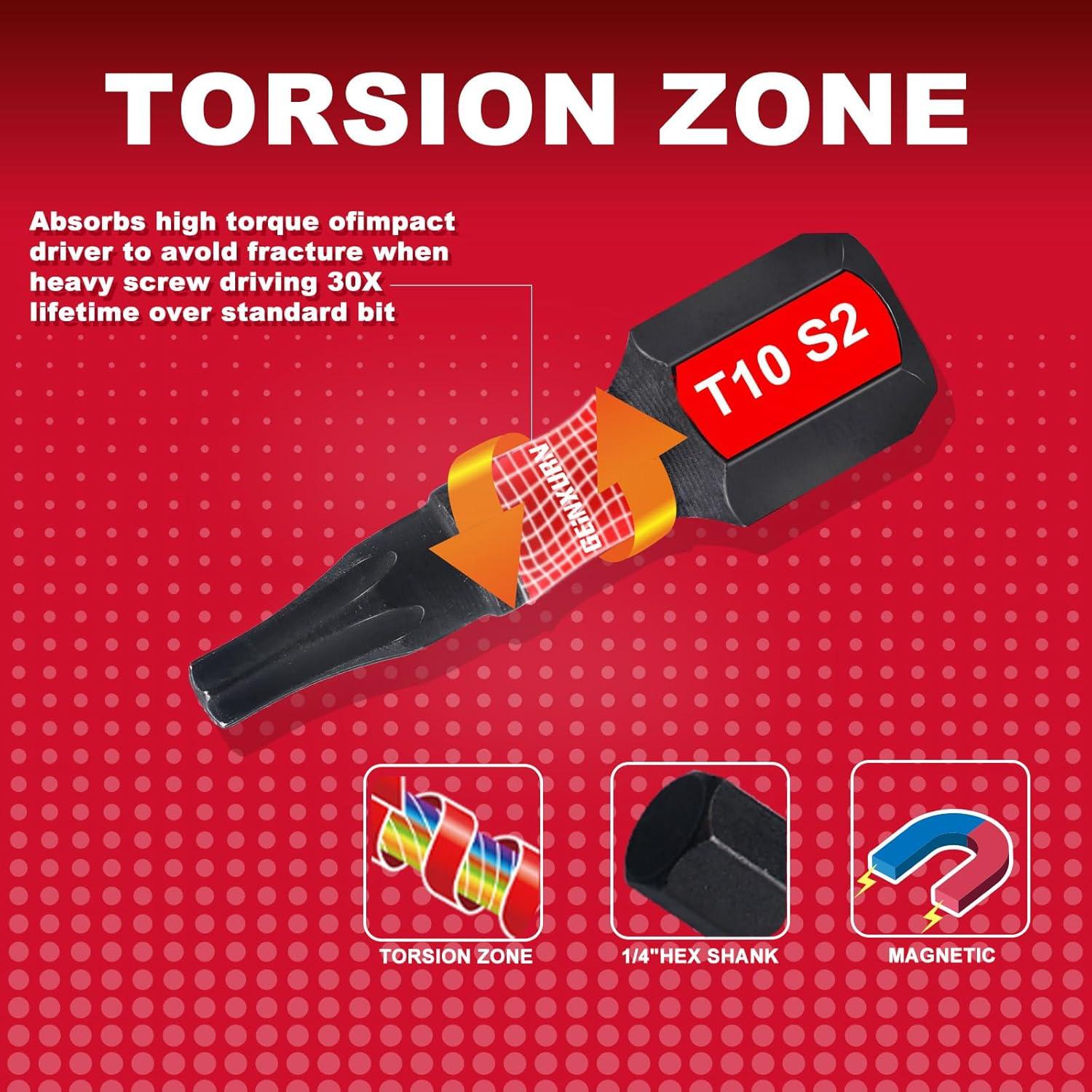 Juego de Puntas Magnéticas Torx T10 GEINXURN 51 Piezas 2.54 cm