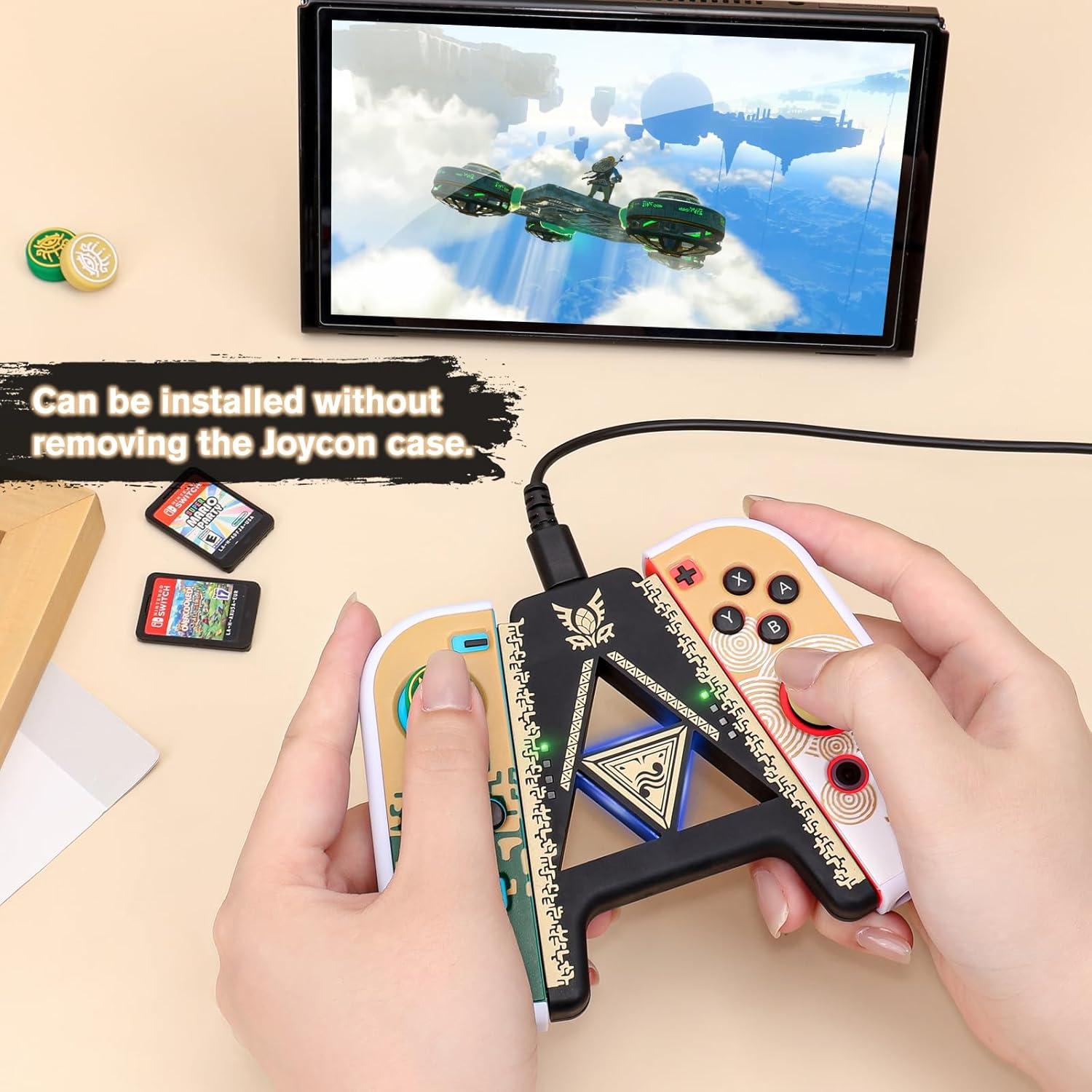 Agarre de Carga Rápida DLseego para Joycon Switch OLED - Negro