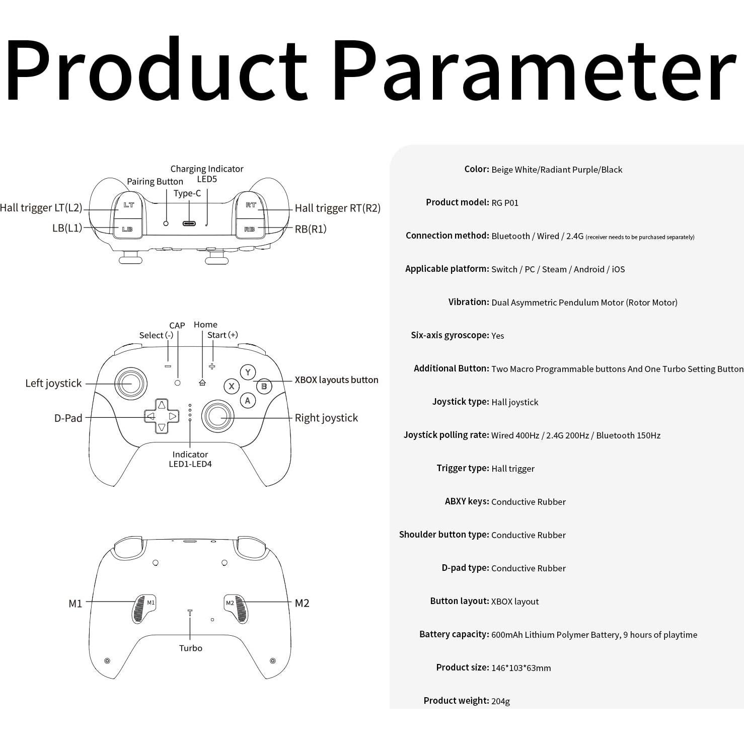 Controlador Inalámbrico RG P01 para PC y Switch - Plug & Play