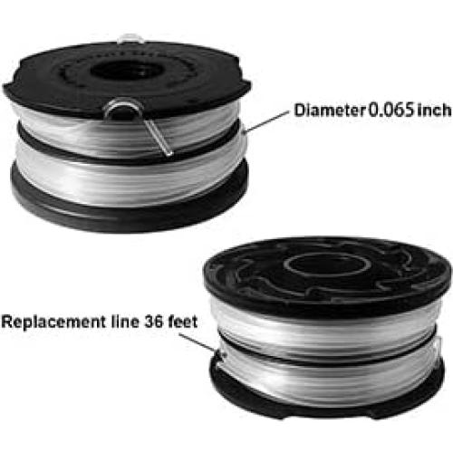 THTEN DF-065 String Trimmer Spools Compatible with Black and Decker GH710 GH700 GH750 RC-065, DF-065-BKP Weed Eater Refills Line 36ft 0.065" Auto-Feed Dual Line Edger+ RC-065-P Spool Cover Cap 3+1