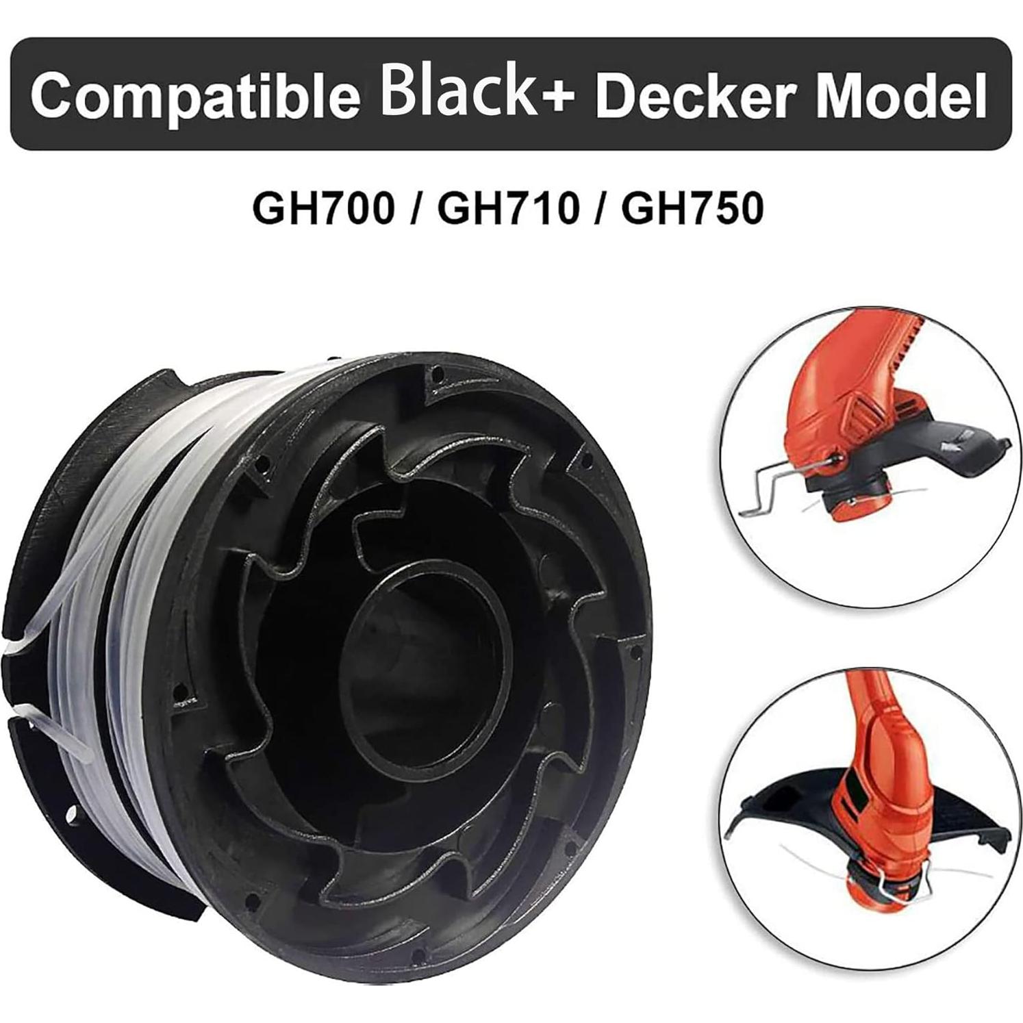 THTEN DF-065 String Trimmer Spools Compatible with Black and Decker GH710 GH700 GH750 RC-065, DF-065-BKP Weed Eater Refills Line 36ft 0.065" Auto-Feed Dual Line Edger+ RC-065-P Spool Cover Cap 3+1