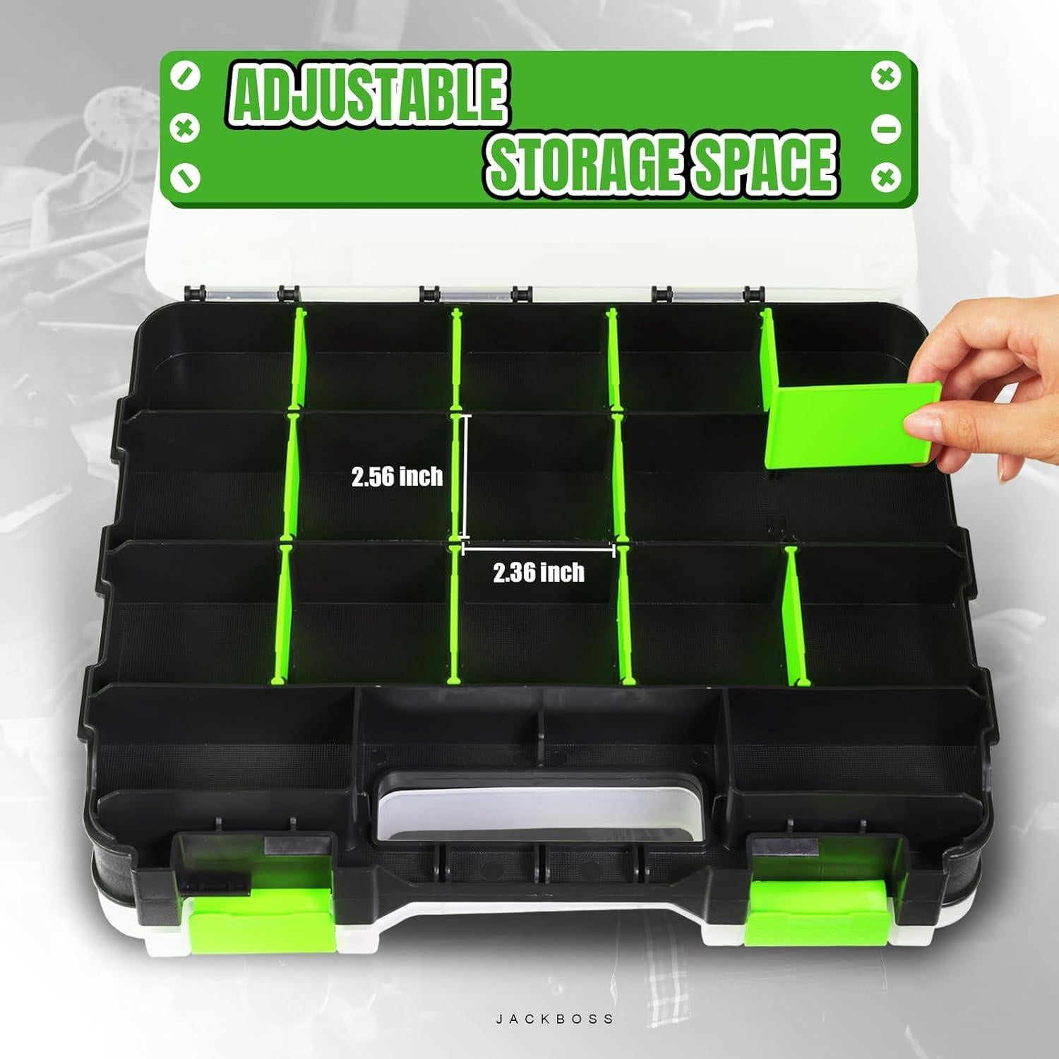 Caja de herramientas Jack Boss 34 compartimentos verde