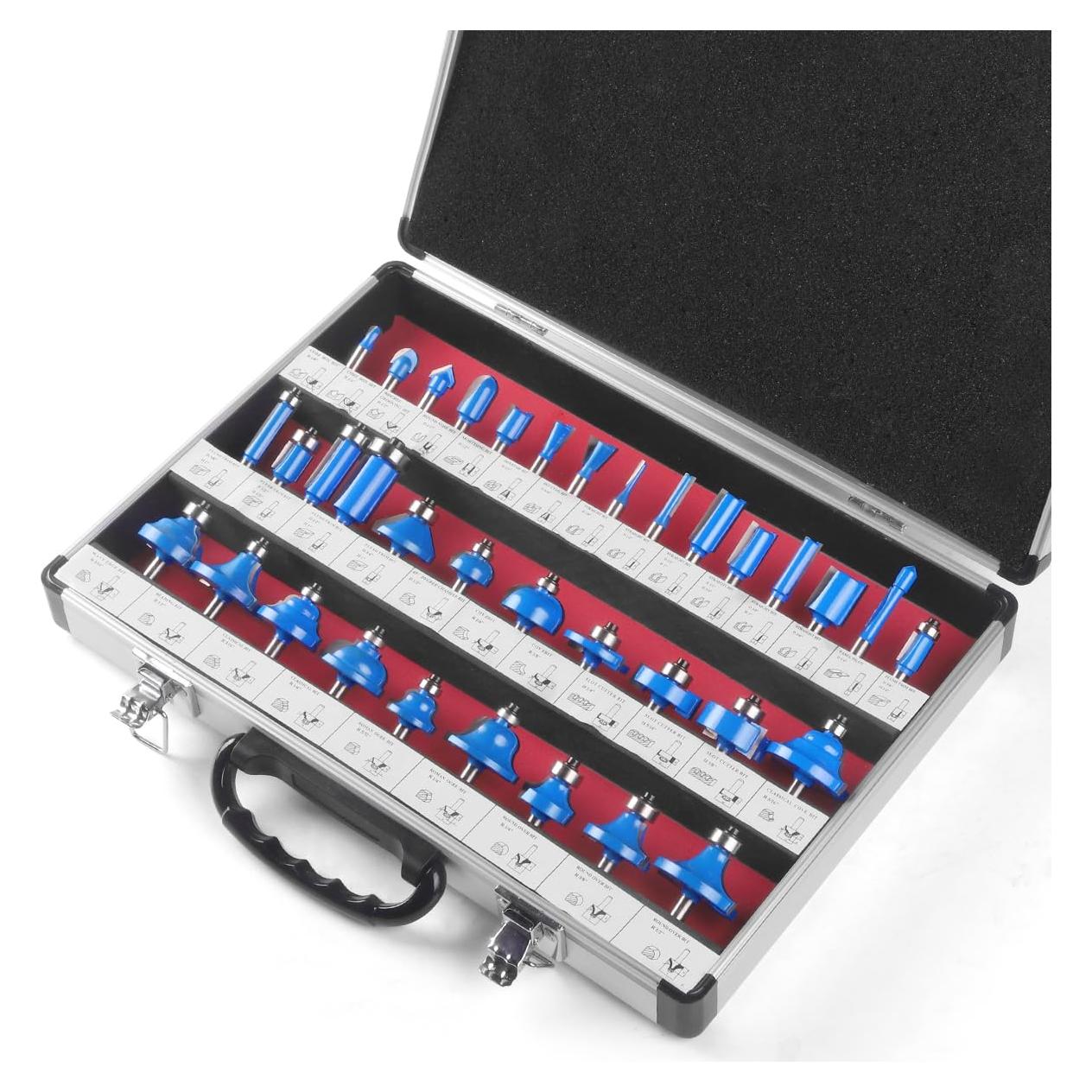 Juego de Brocas de Router JGZUI 35 Piezas 1/4" para Carpintería