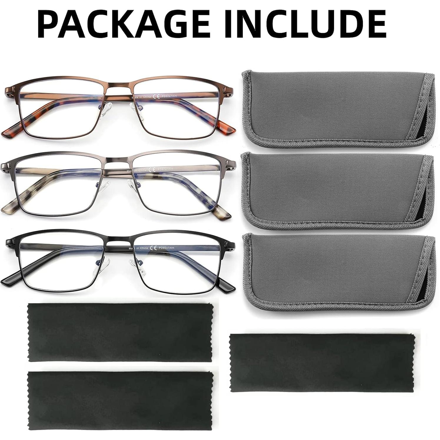 Gafas de Lectura CRGATV para Hombres 3 Pack Bloqueo Luz Azul