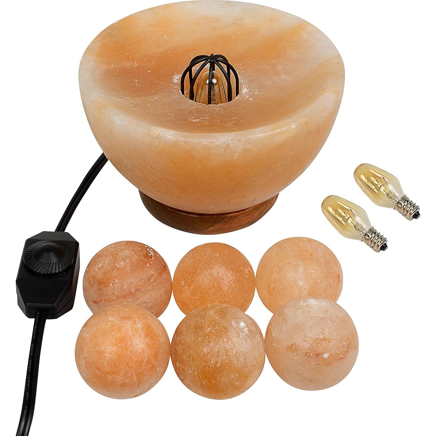 Lámpara de Sal Spantik Fire Bowl con 6 Bolas de Sal