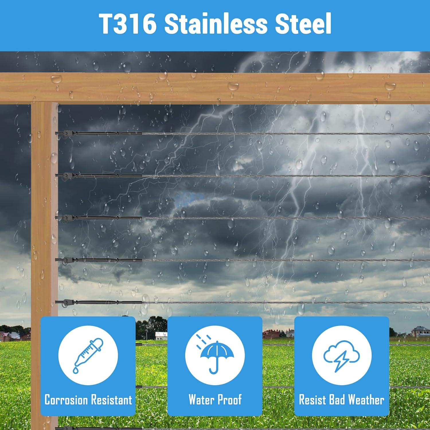 Kit de Barandilla de Cable Helffer 10 Set Acero Inoxidable Negro