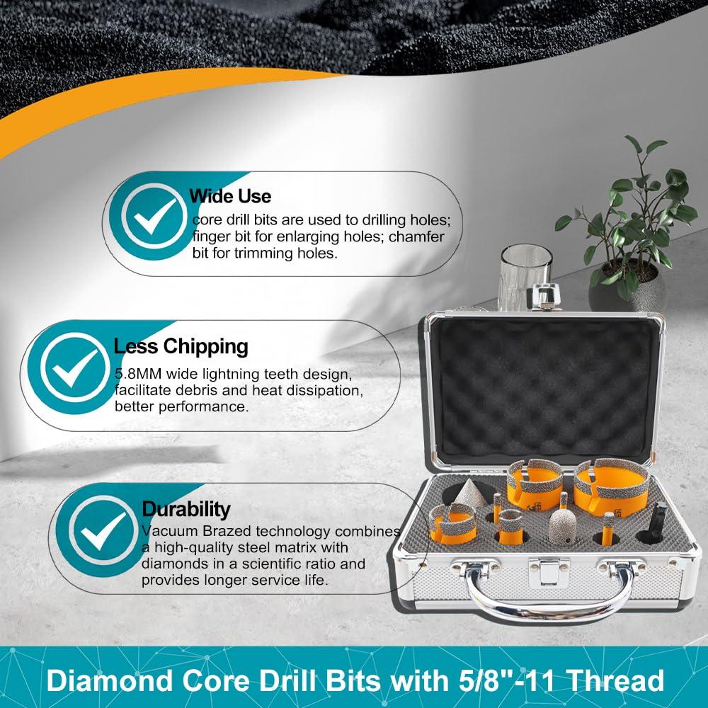 Kit de Brocas de Agujero de Diamante EXFEIN 10 Piezas 6-65mm