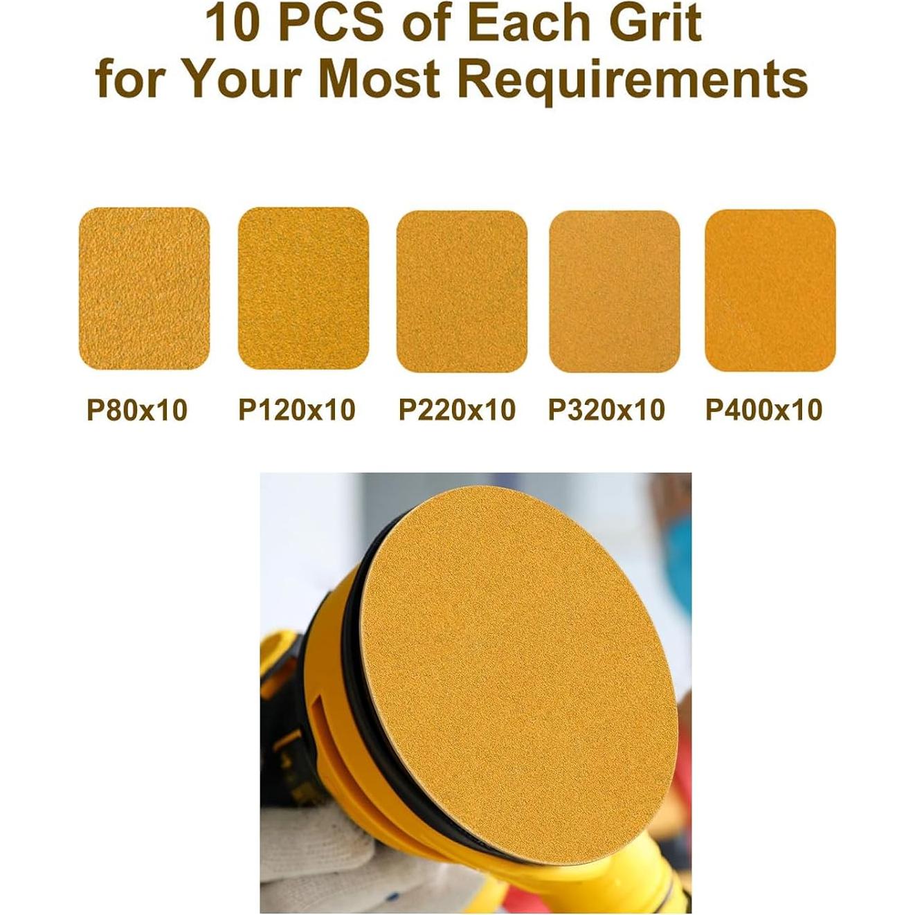 Discos de Lijado 15 cm FAWTEEM 120 Granos Variados 50PCS