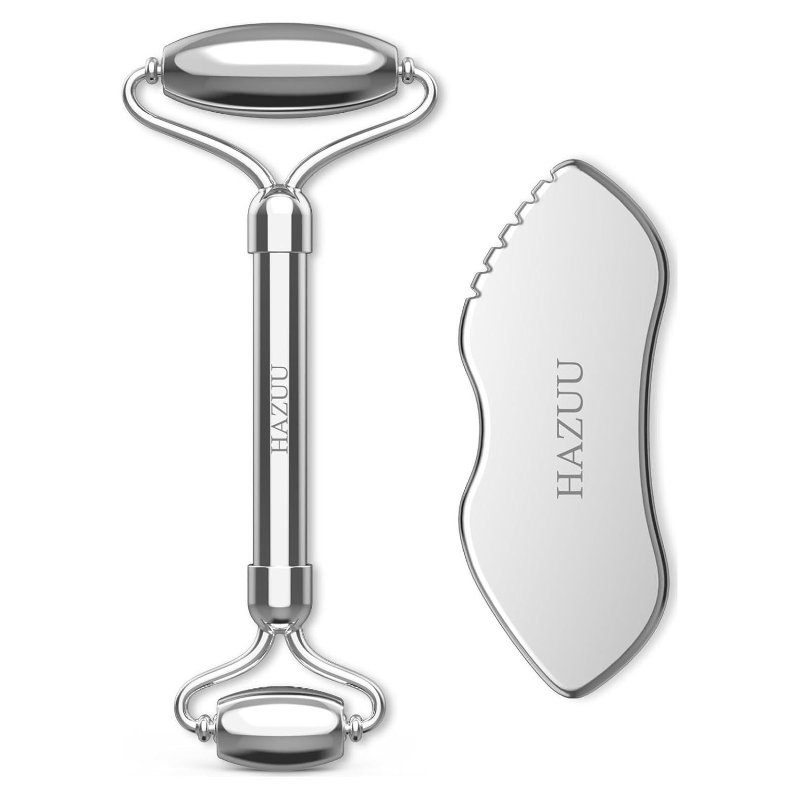 Gua Sha Facial Acero Inoxidable HAZUU - Kit Masaje Antienvejecimiento