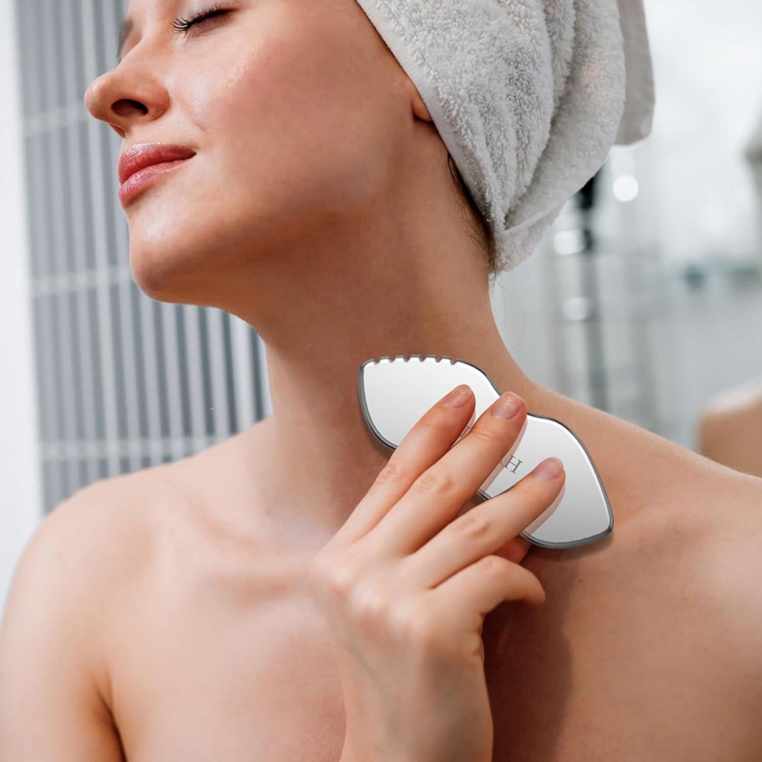 Gua Sha Facial Acero Inoxidable HAZUU - Kit Masaje Antienvejecimiento