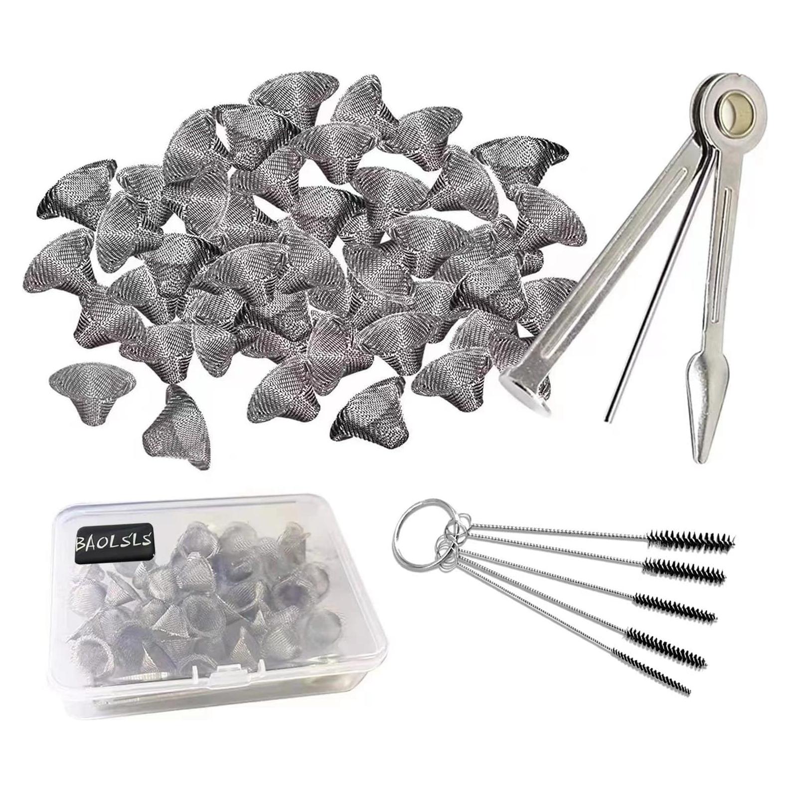 50 Pantallas de Tubo Acero Inoxidable 1.27-1.90 cm con Herramienta