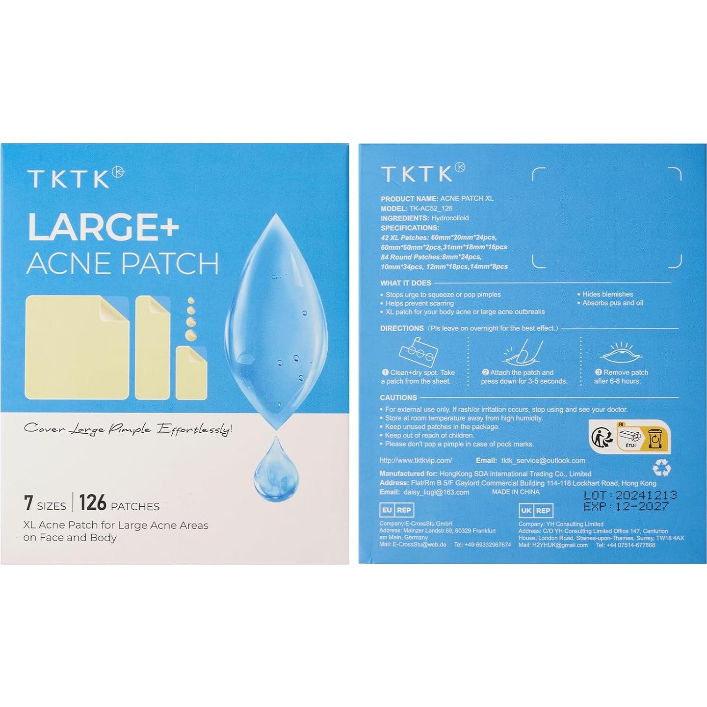 Parches para Acné TKTK - 126 Parches Hidrocoloides XL