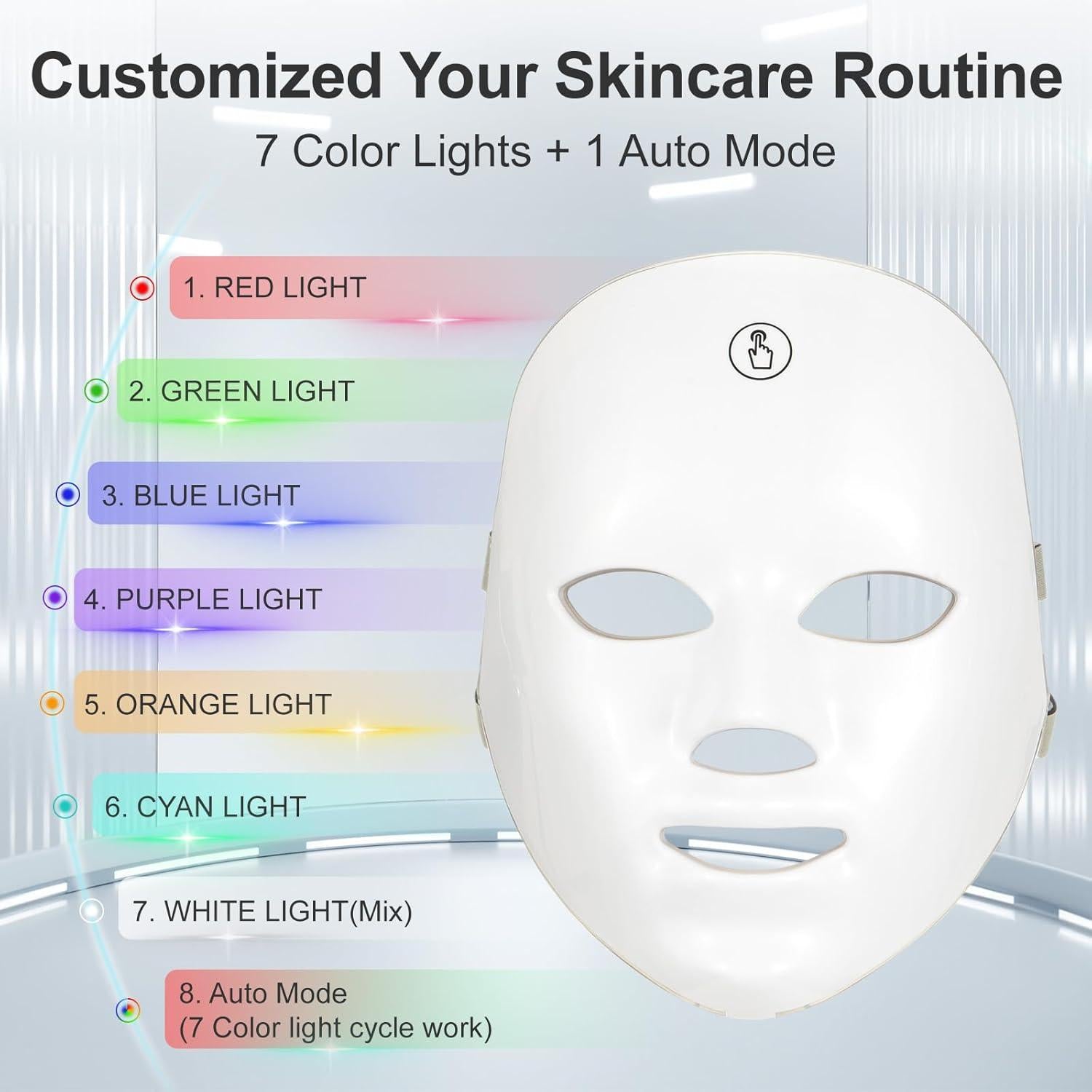 Máscara Facial de Luz Roja SUERBEATY Inalámbrica 7 Modos