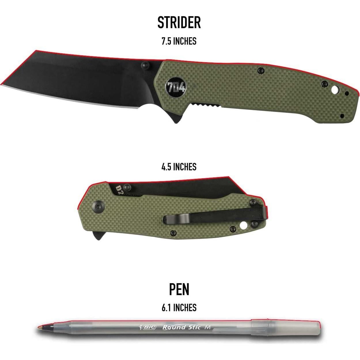 Cuchillo de bolsillo EDC 704 Gear Strider G10 7,62 cm