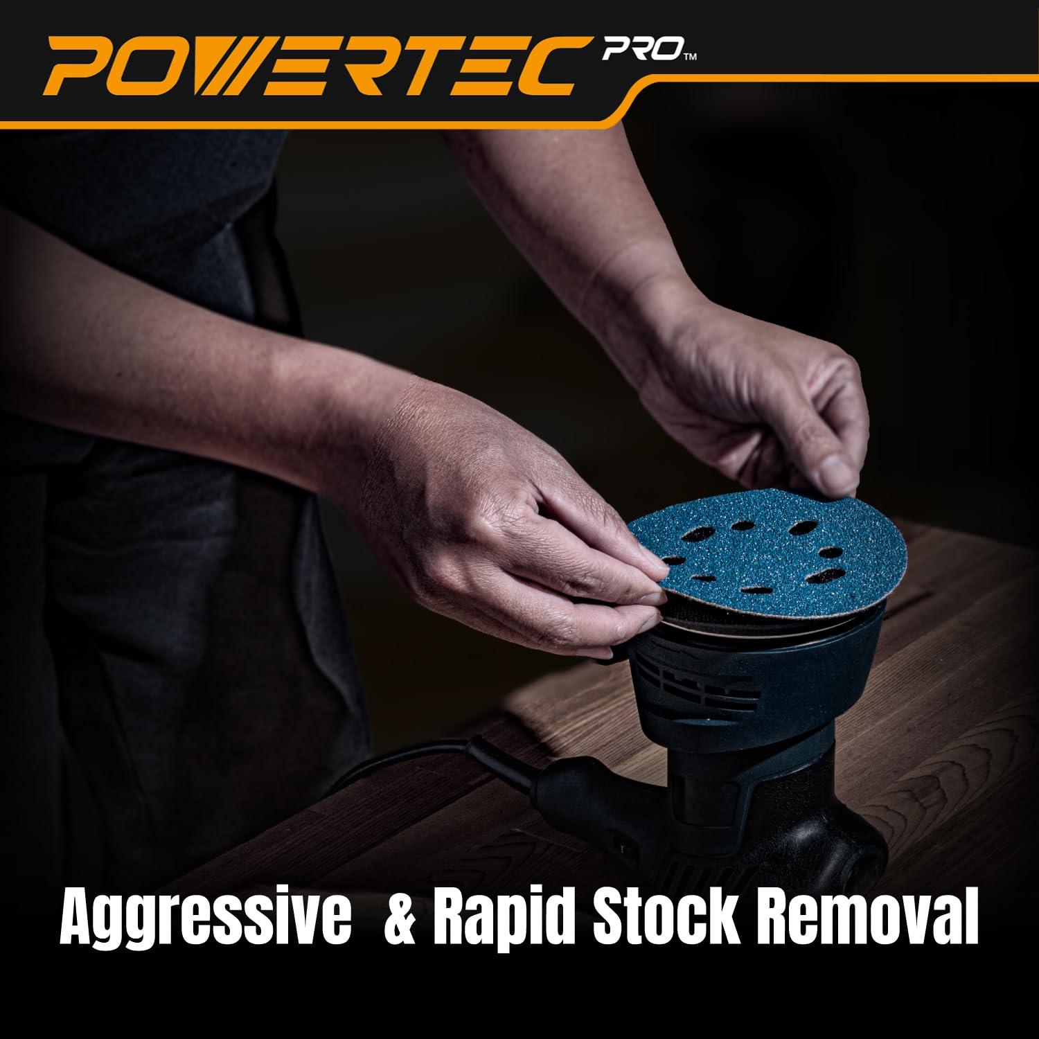 Discos de Lijado POWERTEC PRO 5" 40 Grano - Paquete 100 Unidades