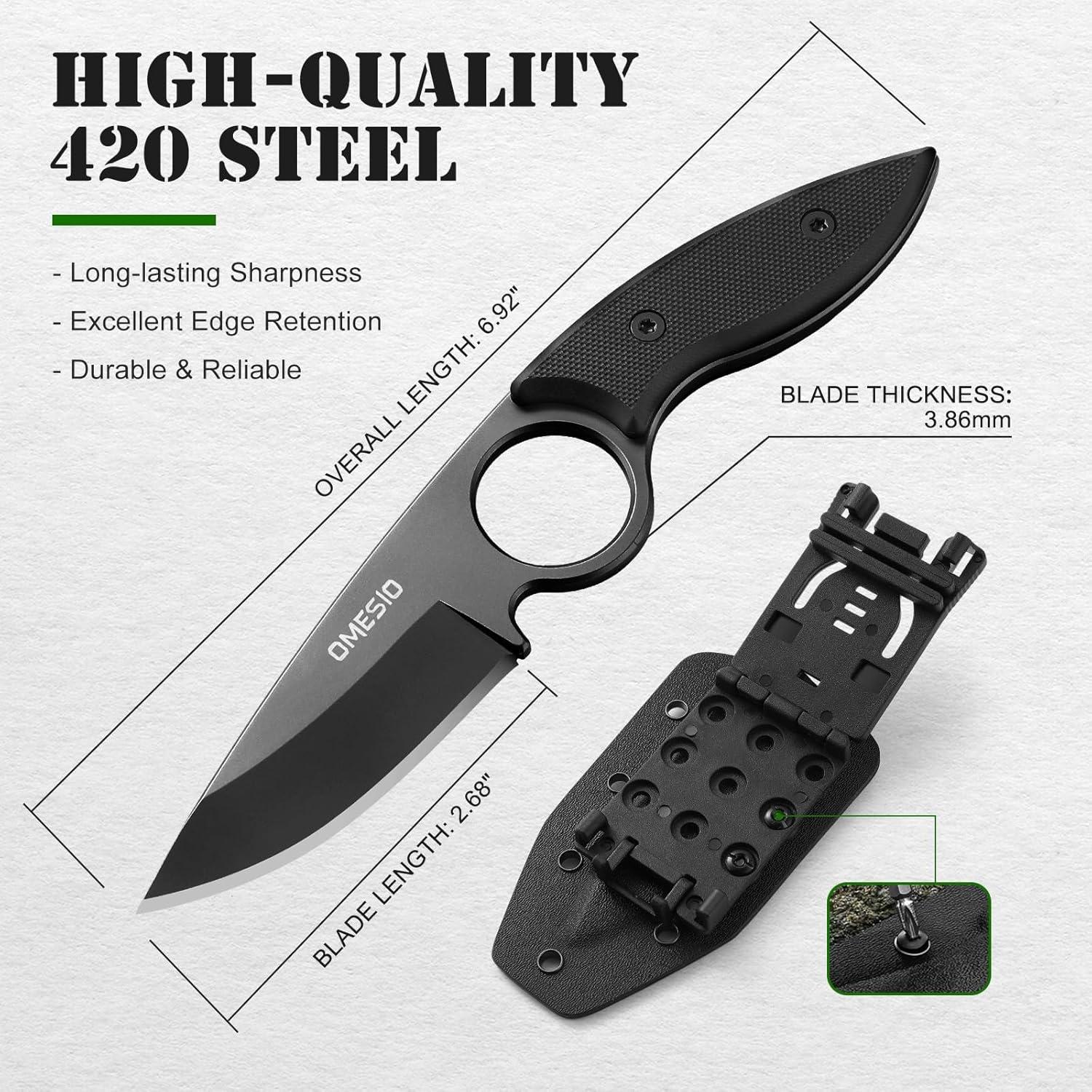 Cuchillo Fijo Omesio EDC 181g Acero Inoxidable Mango G10