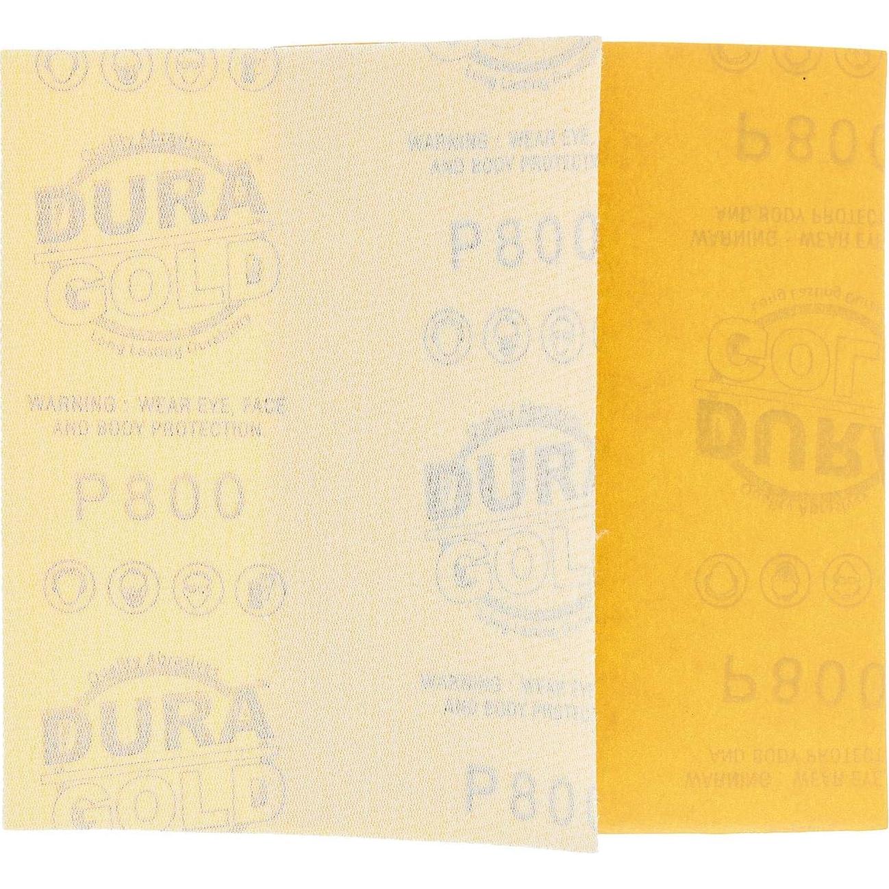 Papel de Lija Dura-Gold Premium 800 Granos 25 Hojas 11.43x13.97 cm