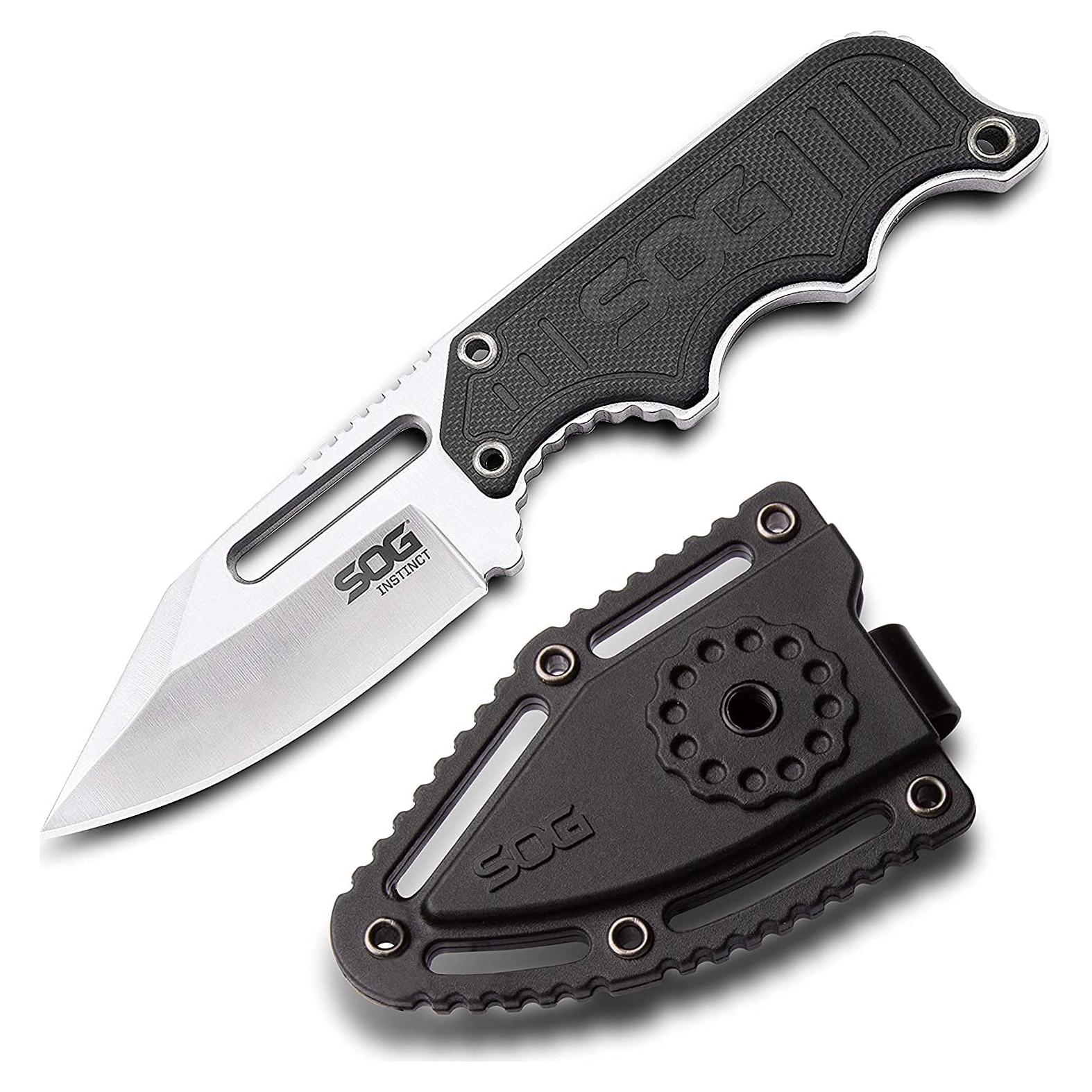 Cuchillo de hoja fija SOG Instinct 5.9" negro EDC con funda