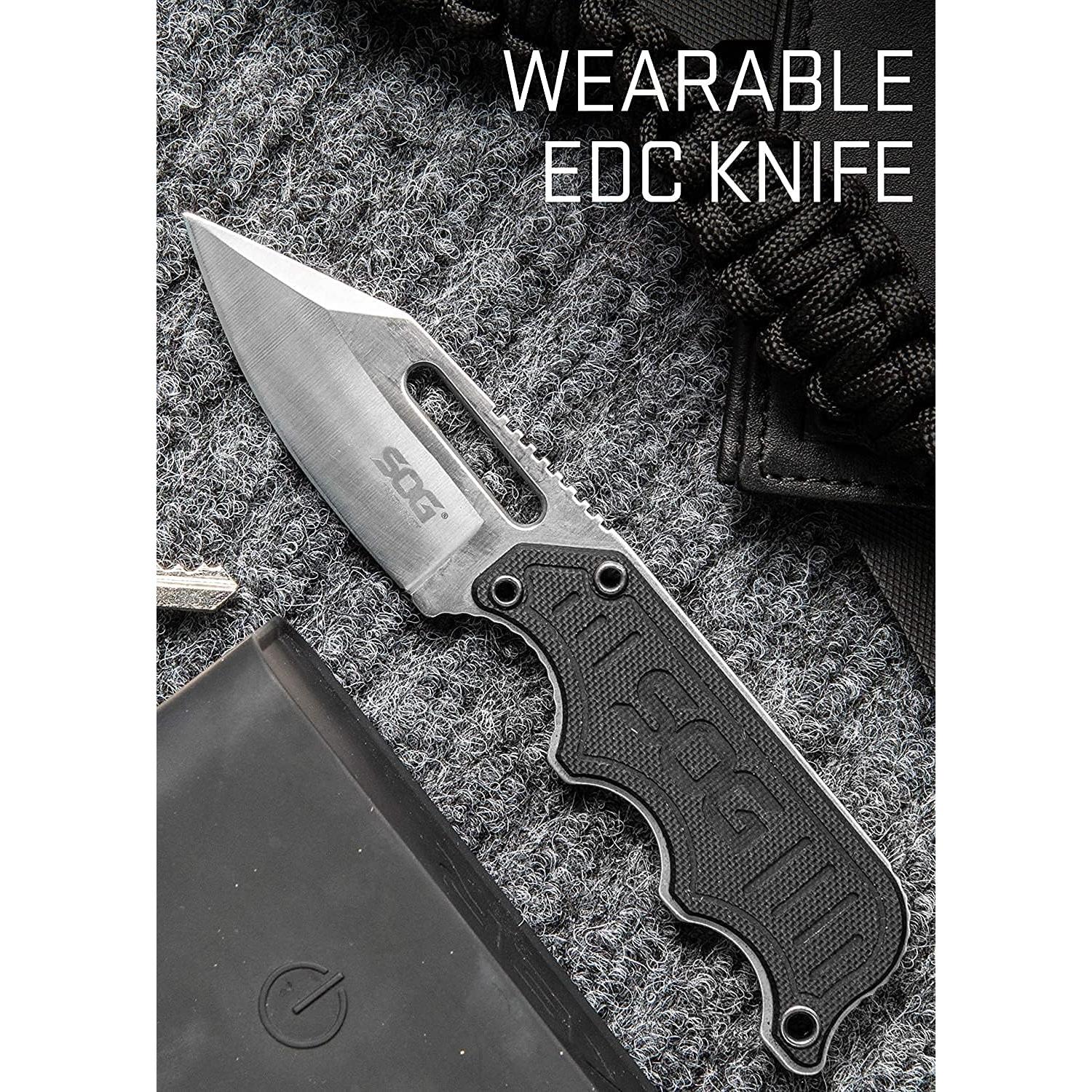 Cuchillo de hoja fija SOG Instinct 5.9" negro EDC con funda