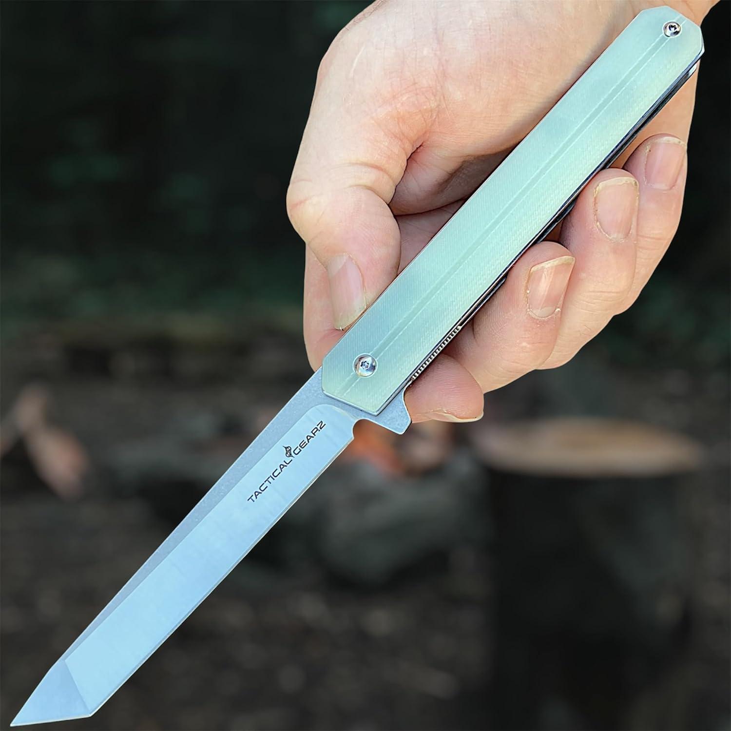 Cuchillo de bolsillo TACTICAL GEARZ TG Hielo, acero D2, mango G10