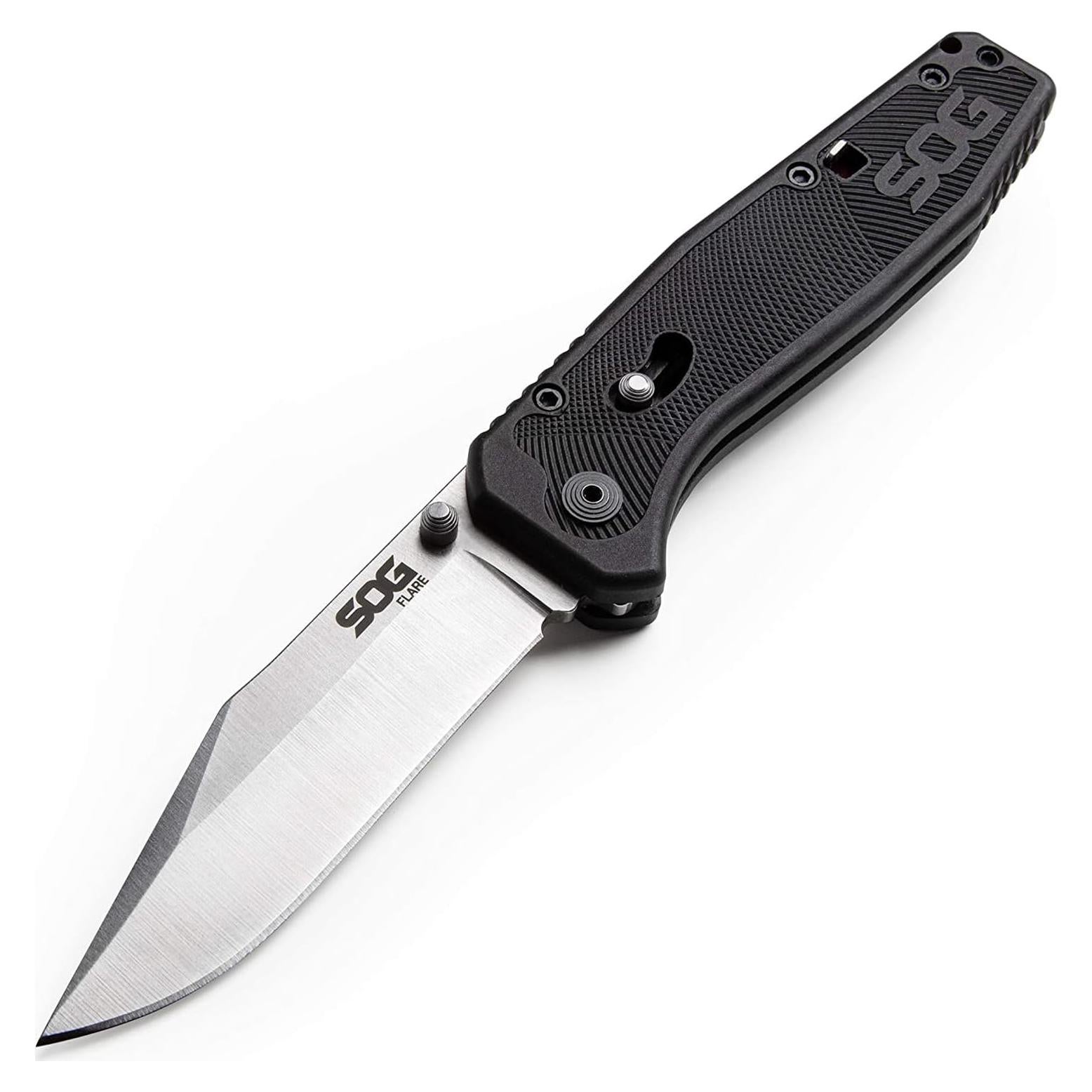 Cuchillo Plegable SOG Flare 8.89 cm Acero Inoxidable Negro