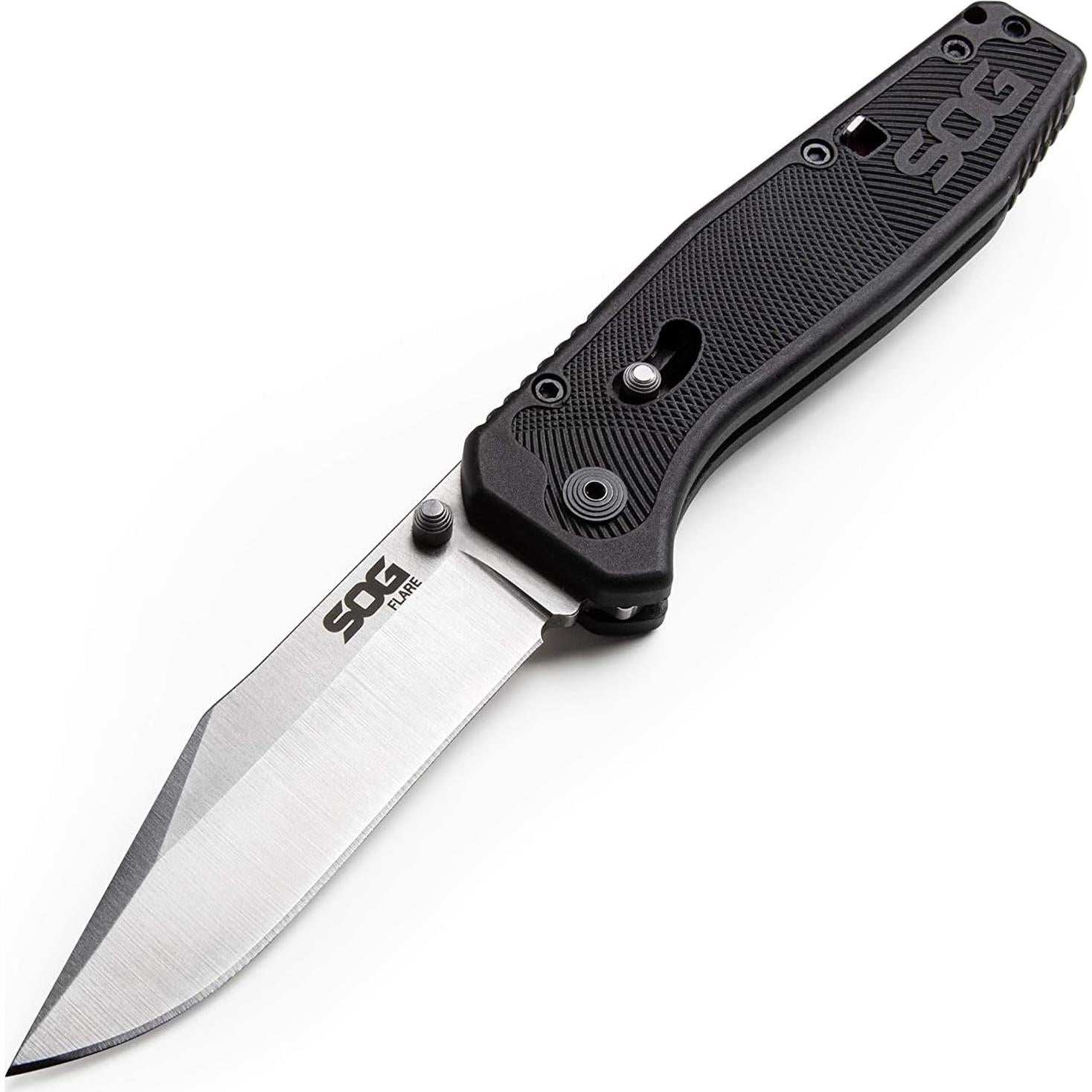 Cuchillo Plegable SOG Flare 8.89 cm Acero Inoxidable Negro