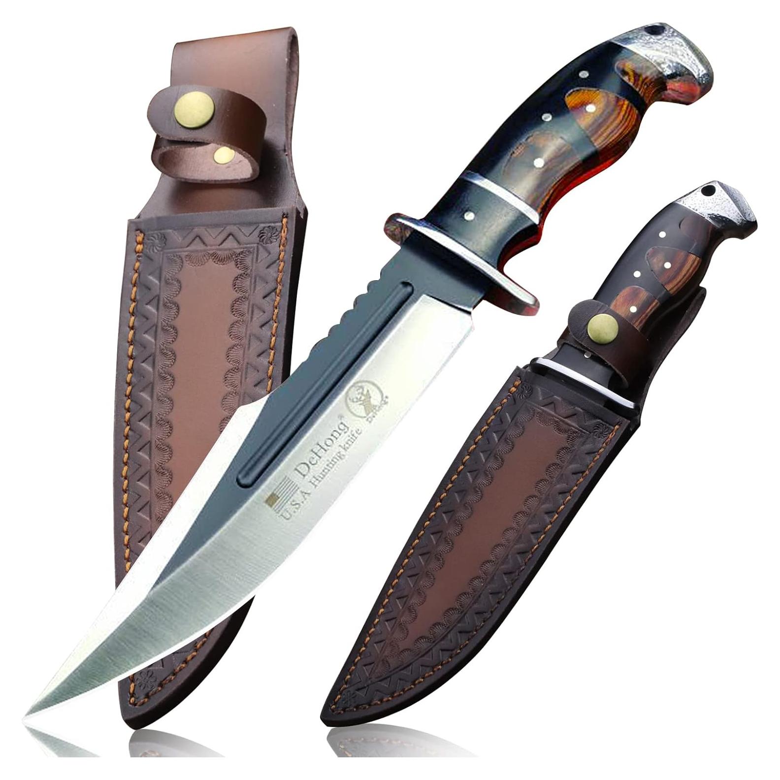 Cuchillo de Caza WPKOPYA YMX-zd2-88 18 cm con Funda de Cuero